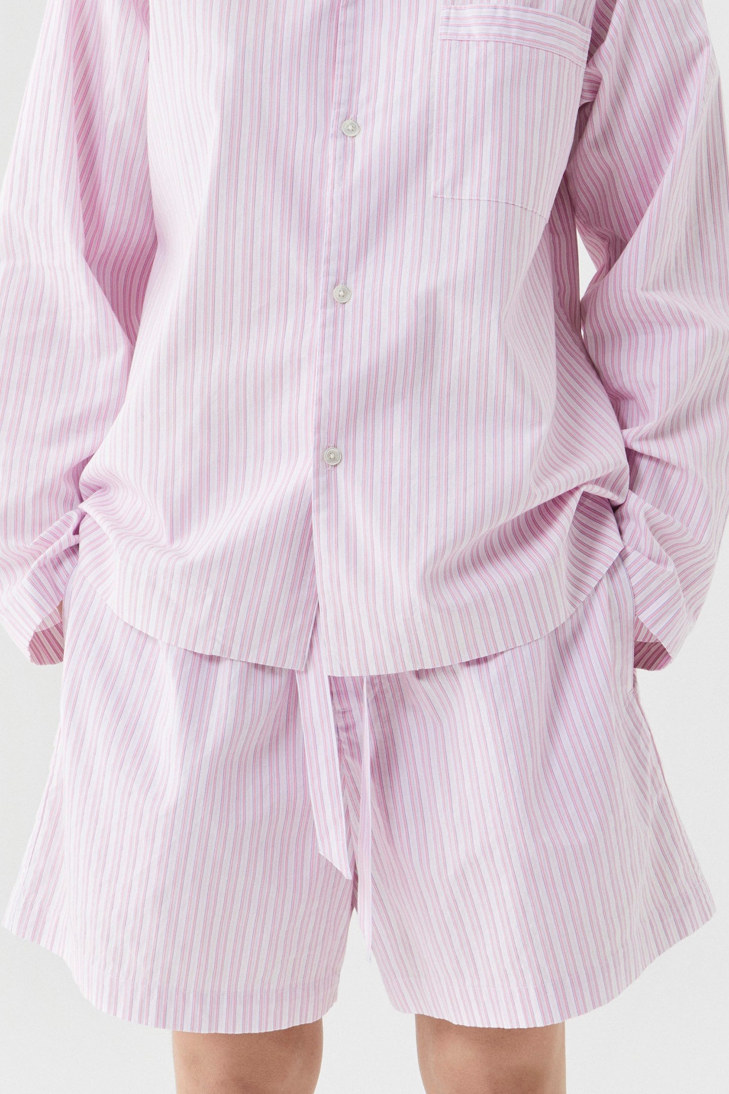 UNISEX POPLIN, PYJAMAS SHIRT CAPRI STRIPES 1
