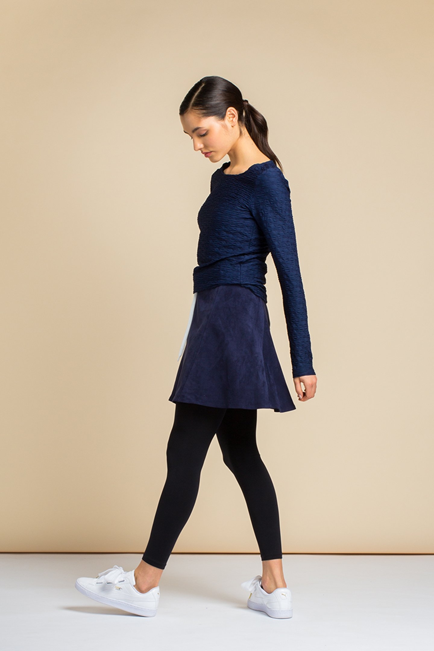 SKIRT SILVER SUEDE INDIGO BLUE 5