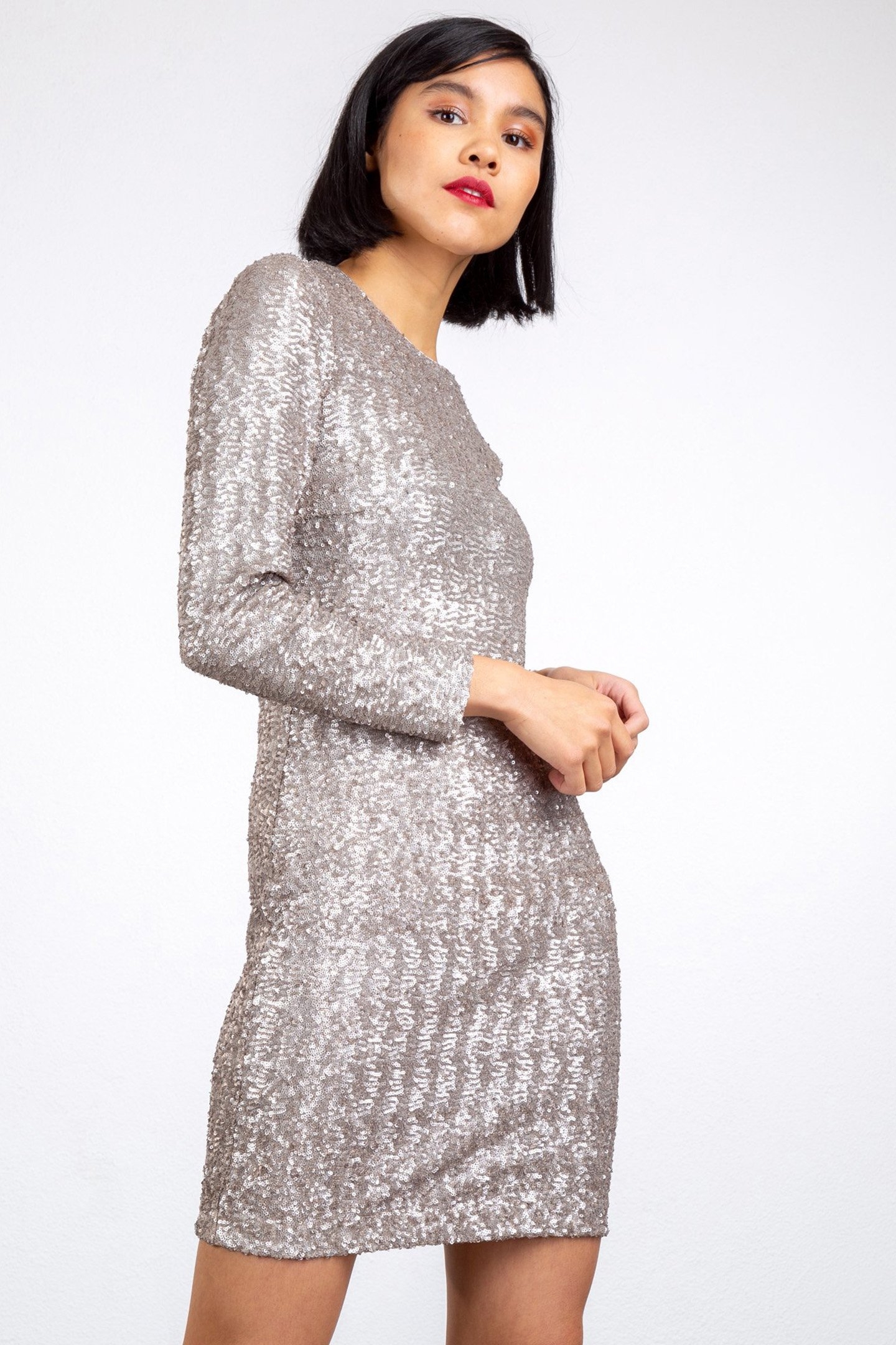 DRESS SEQUIN ENLIGHT WHITE BEAN 4