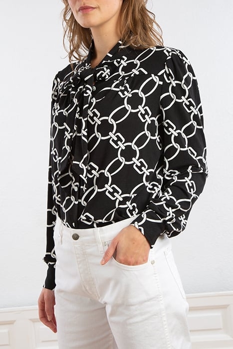 BLOUSE CHAIN BOW BLACK/ECRU 4