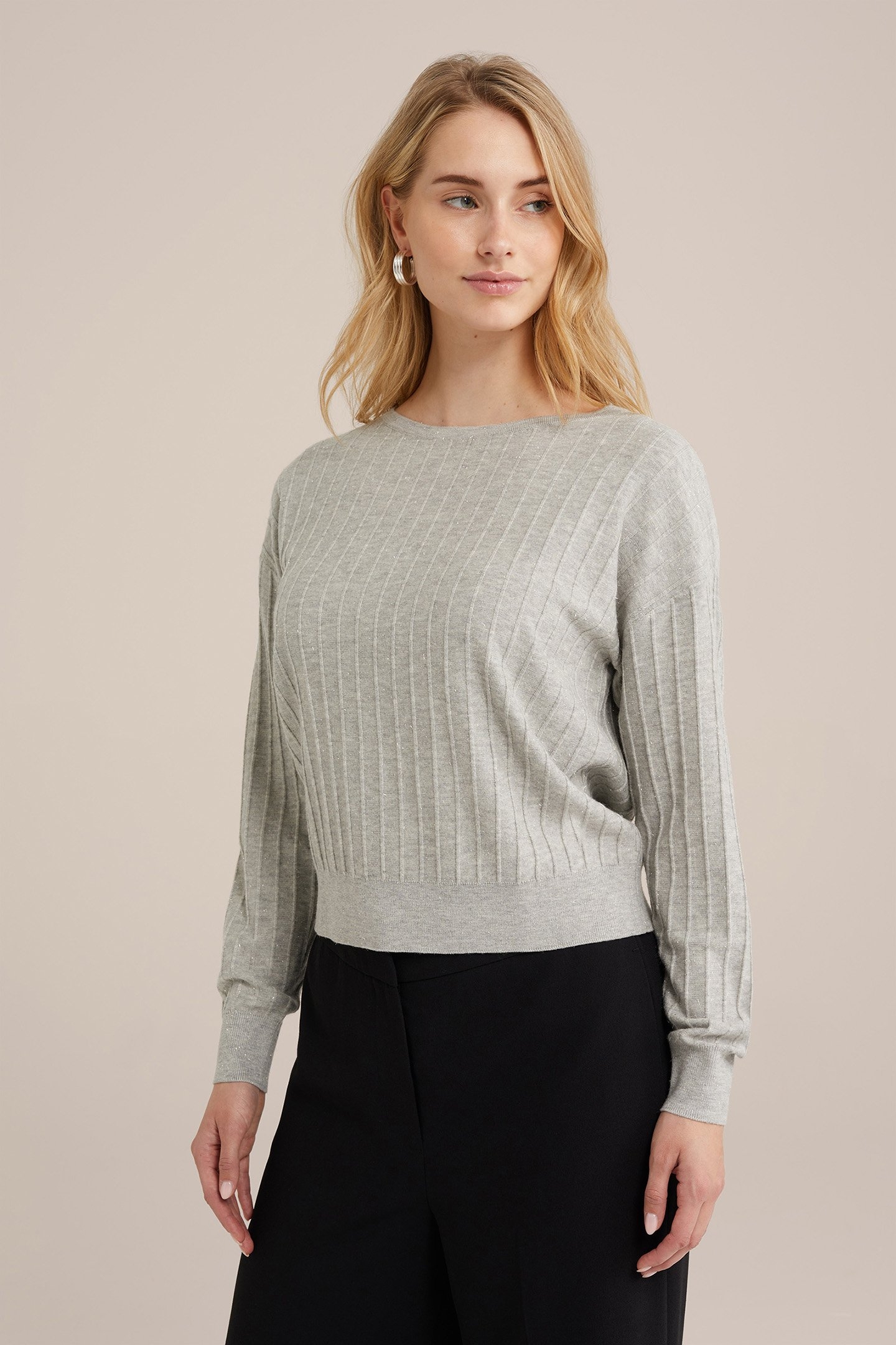 KNITTED PULLOVER LIGHT GREY 1