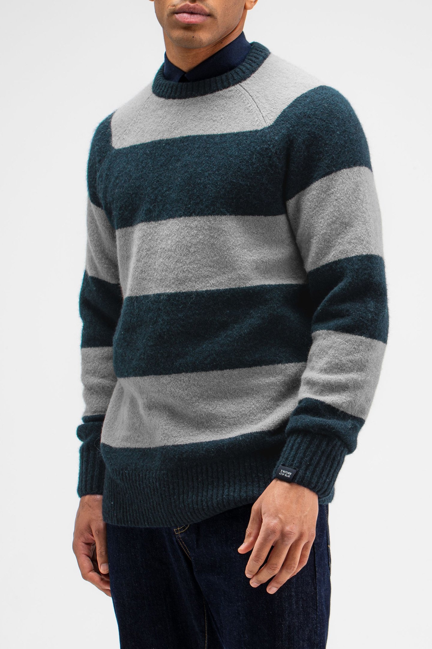 EDMUND STRIPE CREW ALASKA BLUE 1