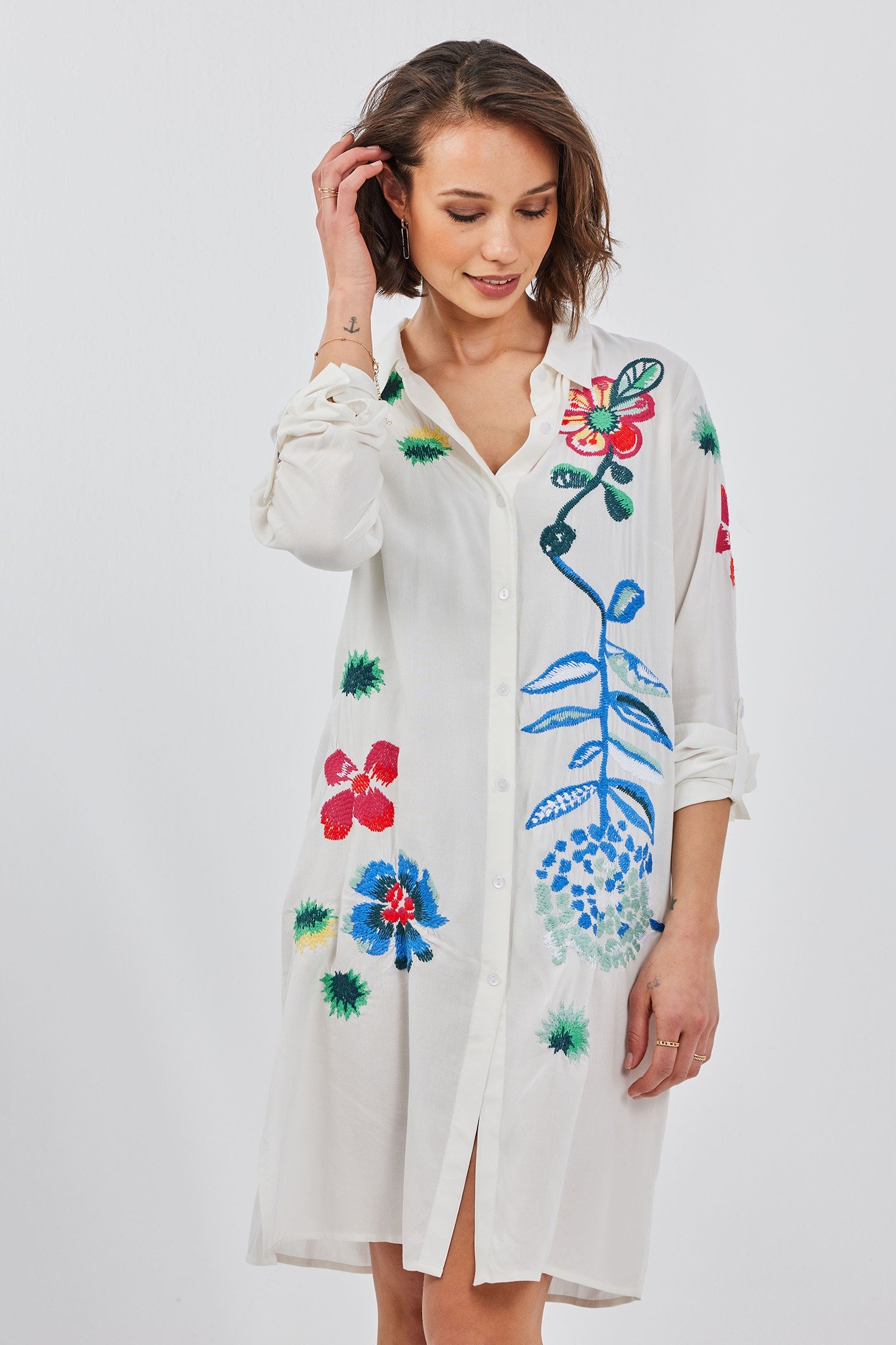 TUNIC WITH BOTANIC SPICE EMBROIDERY OFFWHITE WITH BOTANIC SP 2