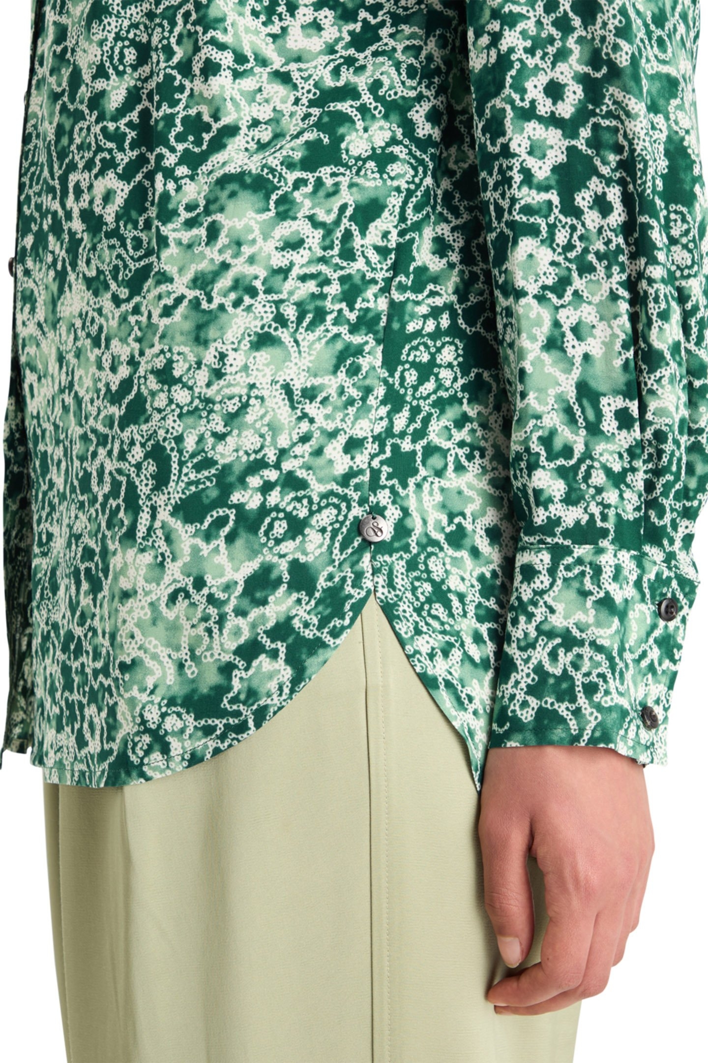 VISCOSE PRINTED RELAXED FIT SHIRT SHIBORI FLORAL GREEN 7