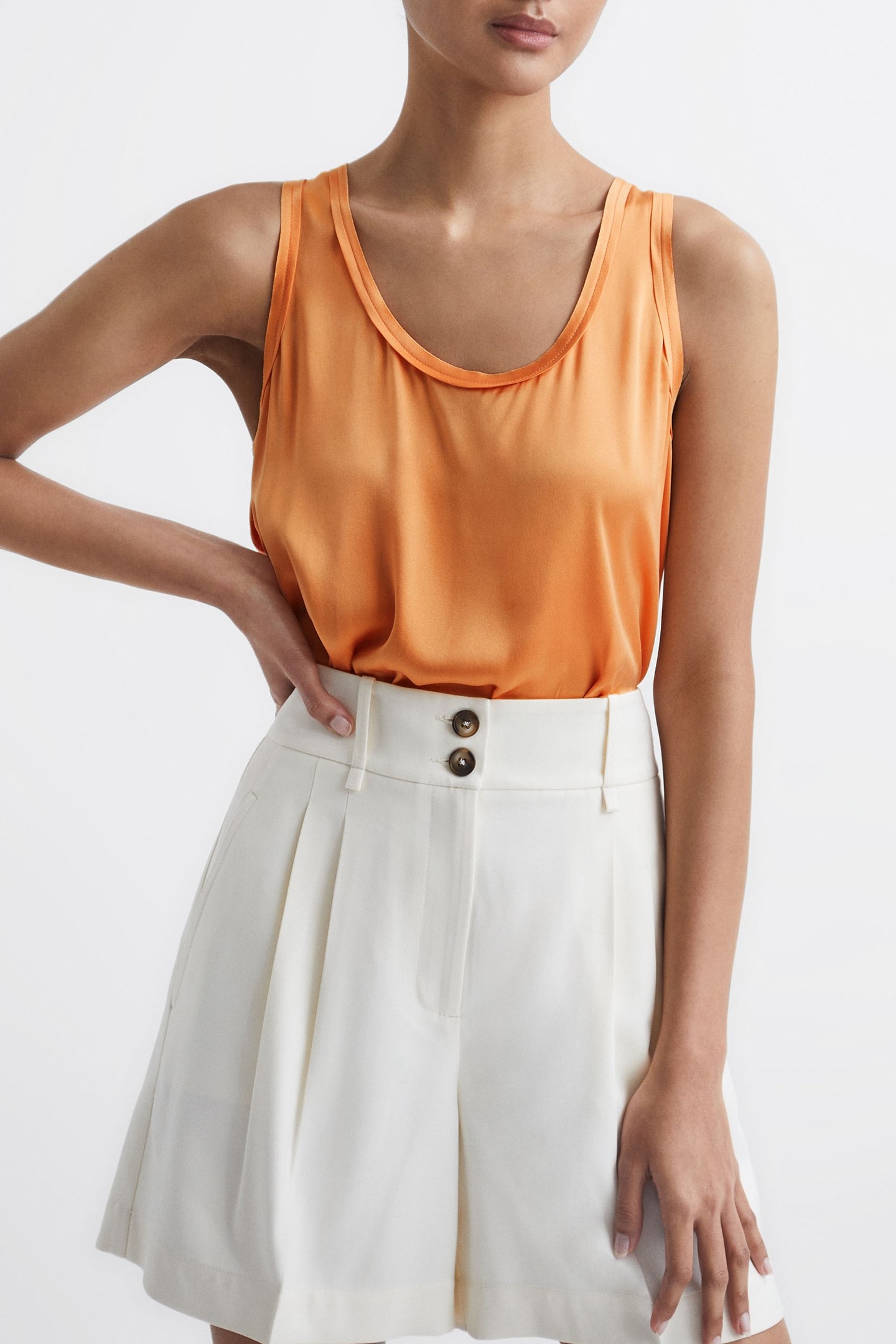RILEY-SILK FRONT VEST ORANGE 1