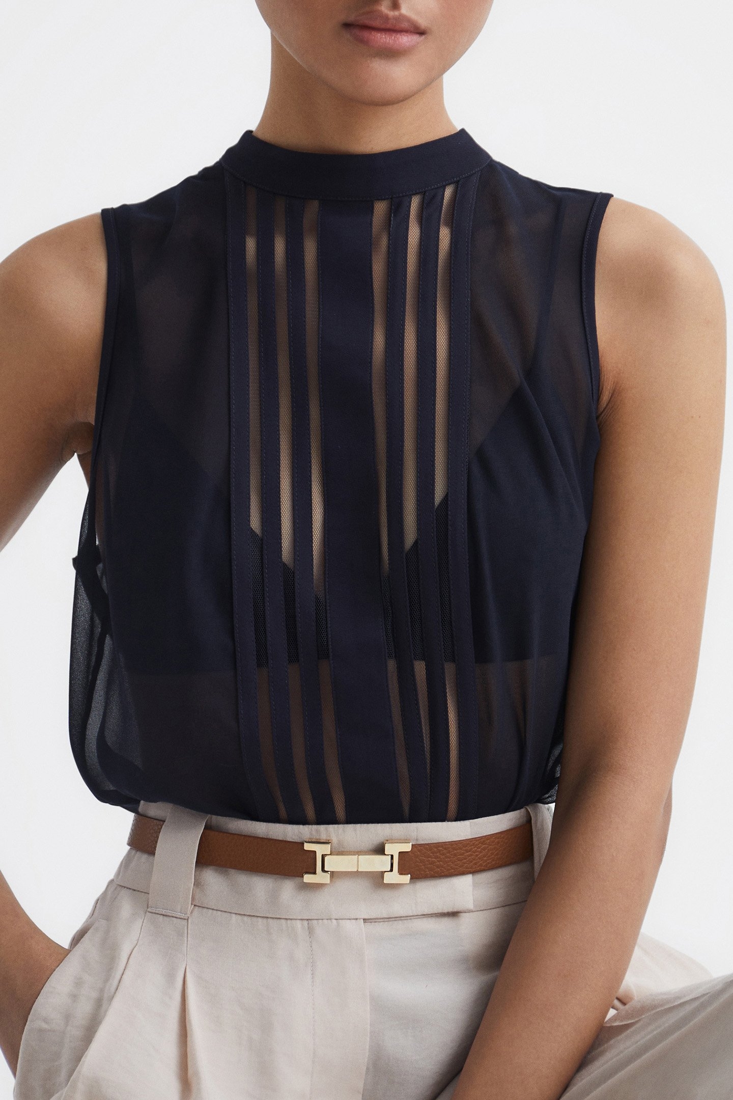 EMERY-SHEER STRIPE PANEL NAVY 5