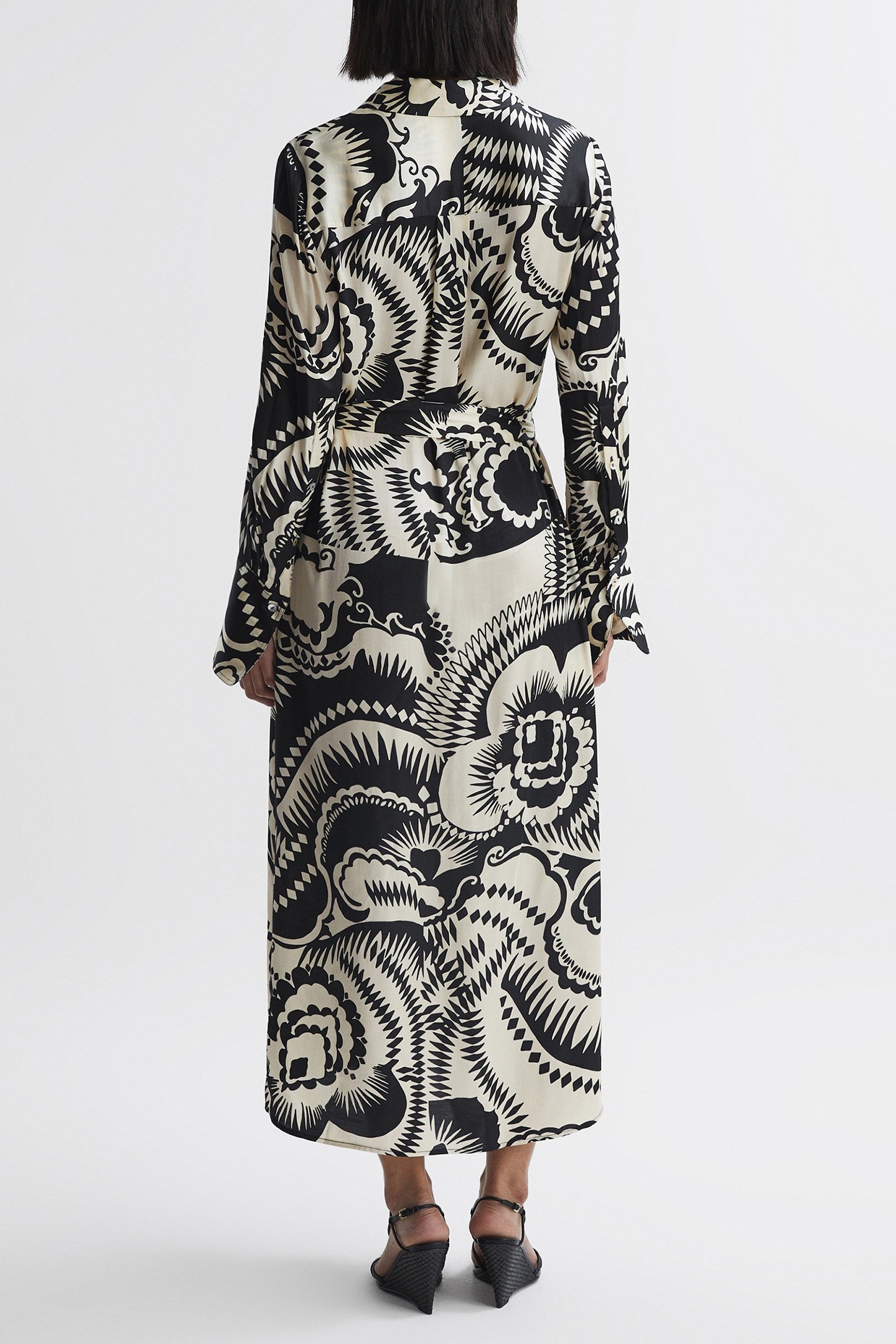 TILLY-PRINTED SHIRT MIDI BLACK/WHITE 2