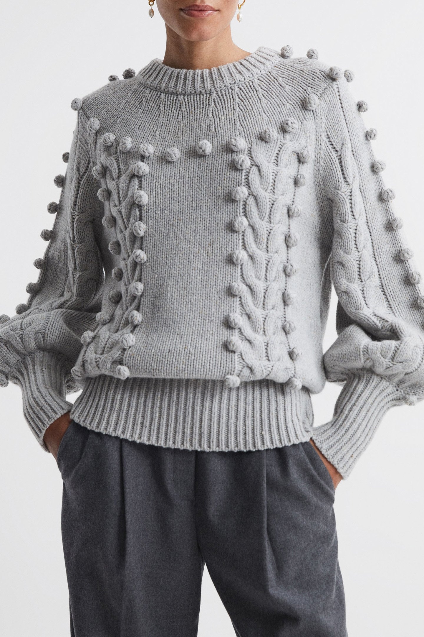 JOSLIN WOOL KNIT SWEATER GREY MARLE 1