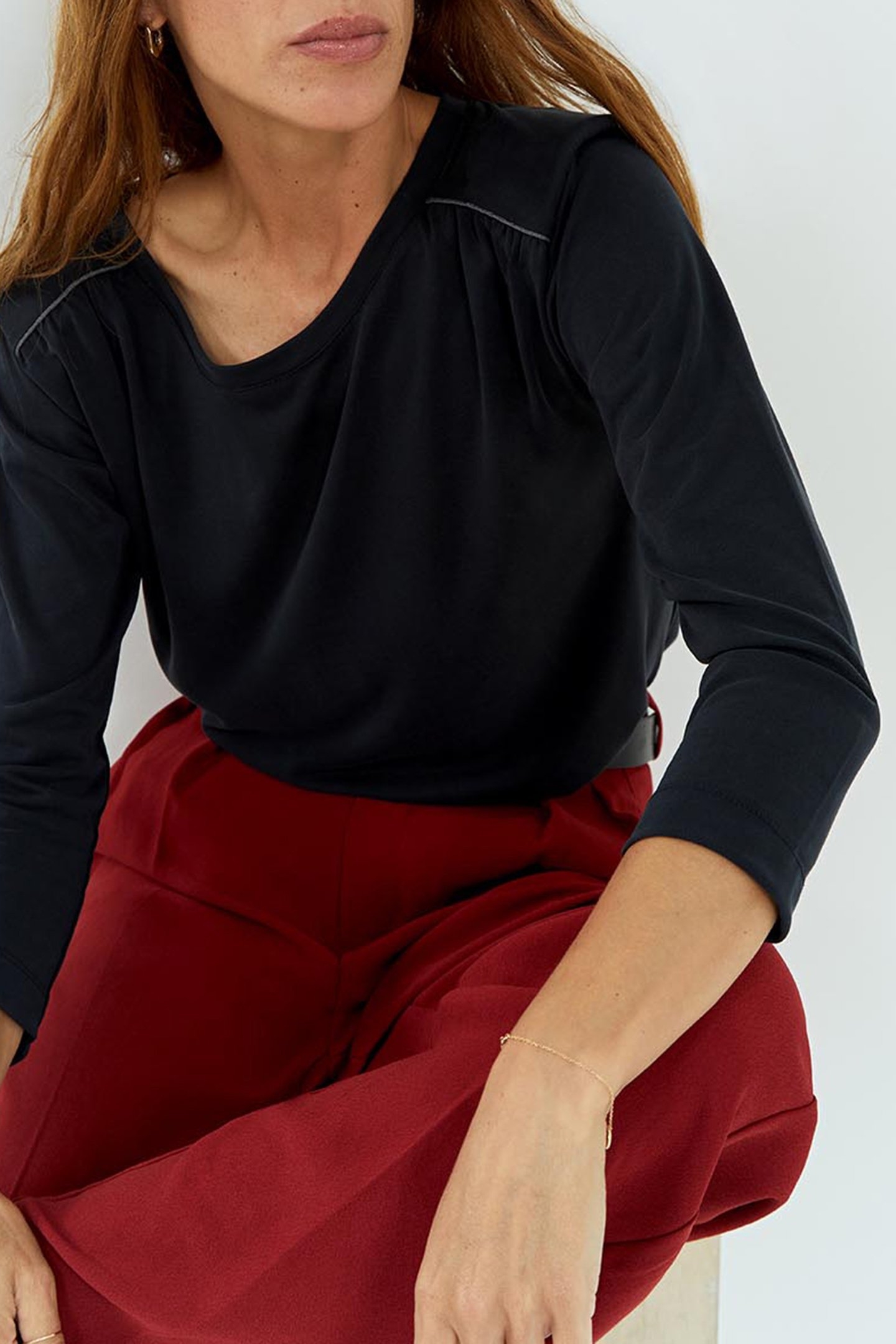 MINO _ BLACK T-SHIRT WITH SHOULDER PADS BLACK 4