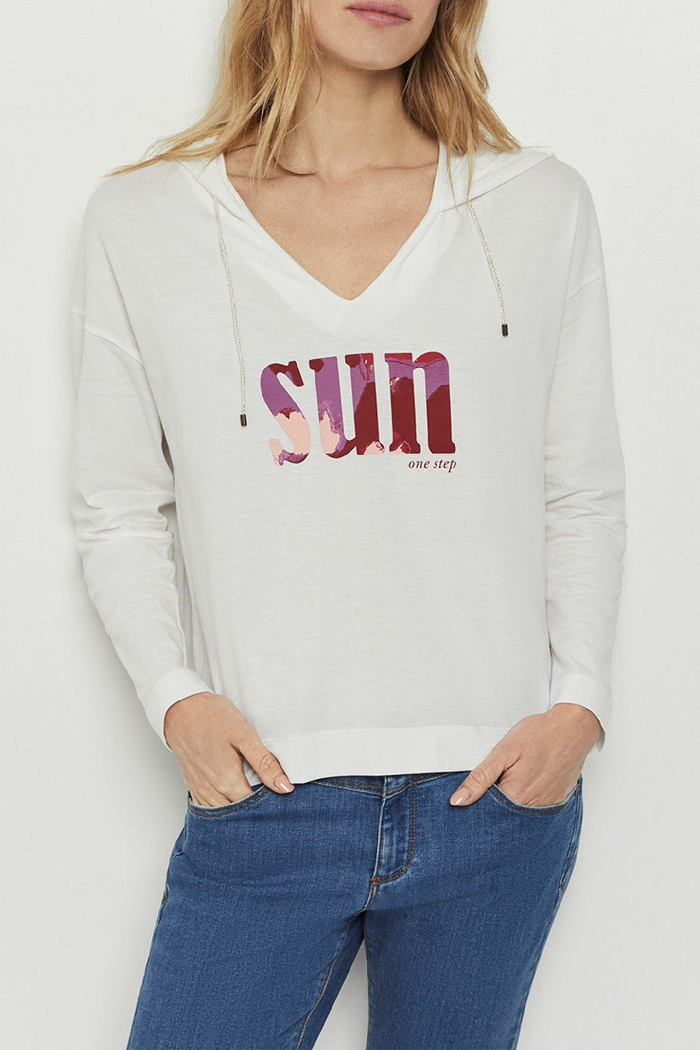 MAESTRO _ ECRU ORGANIC COTTON T-SHIRT WITH ARTY MESSAGE OFF- 1