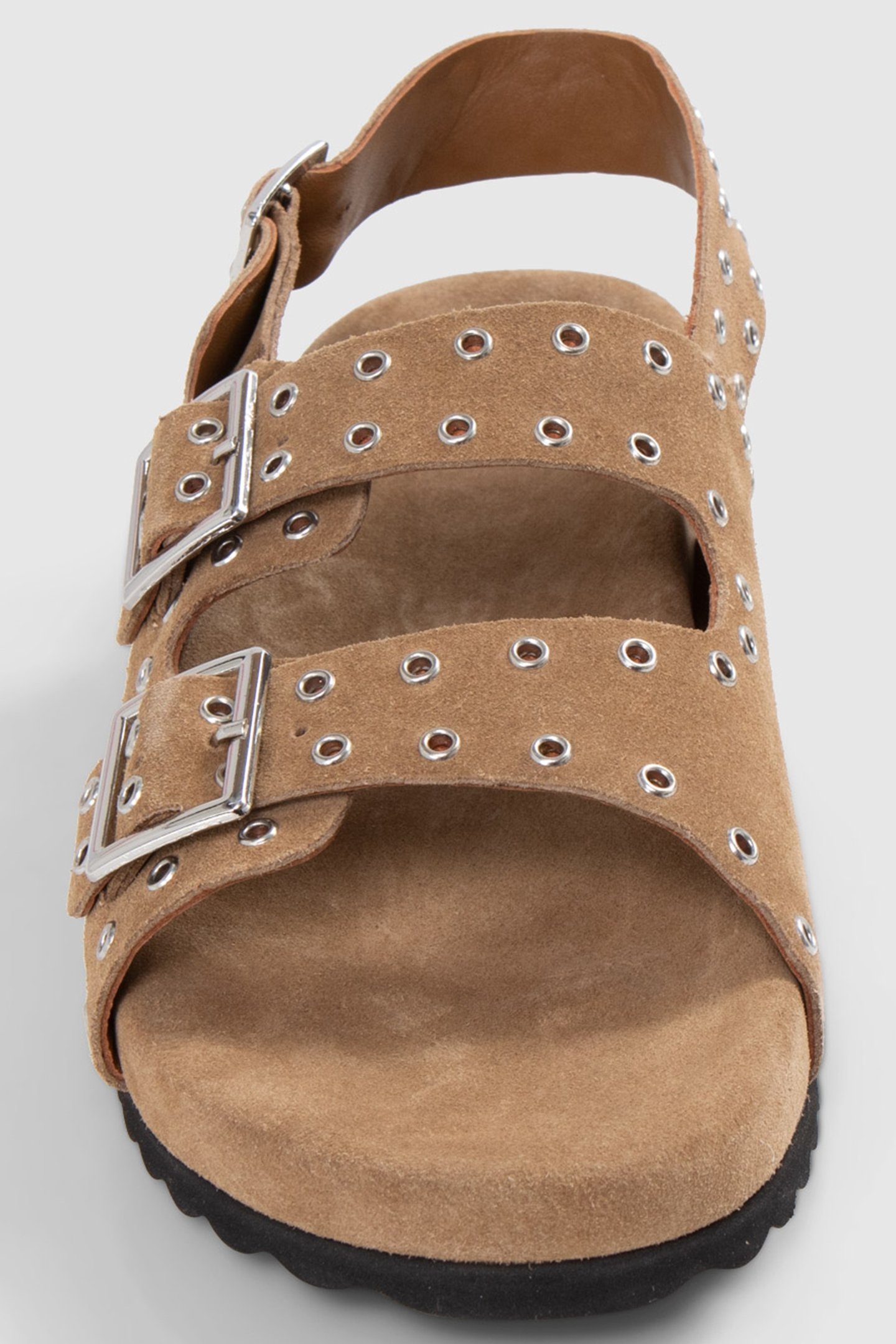 SAND SUEDE SANDALS WITH EYELET STRAPS 6