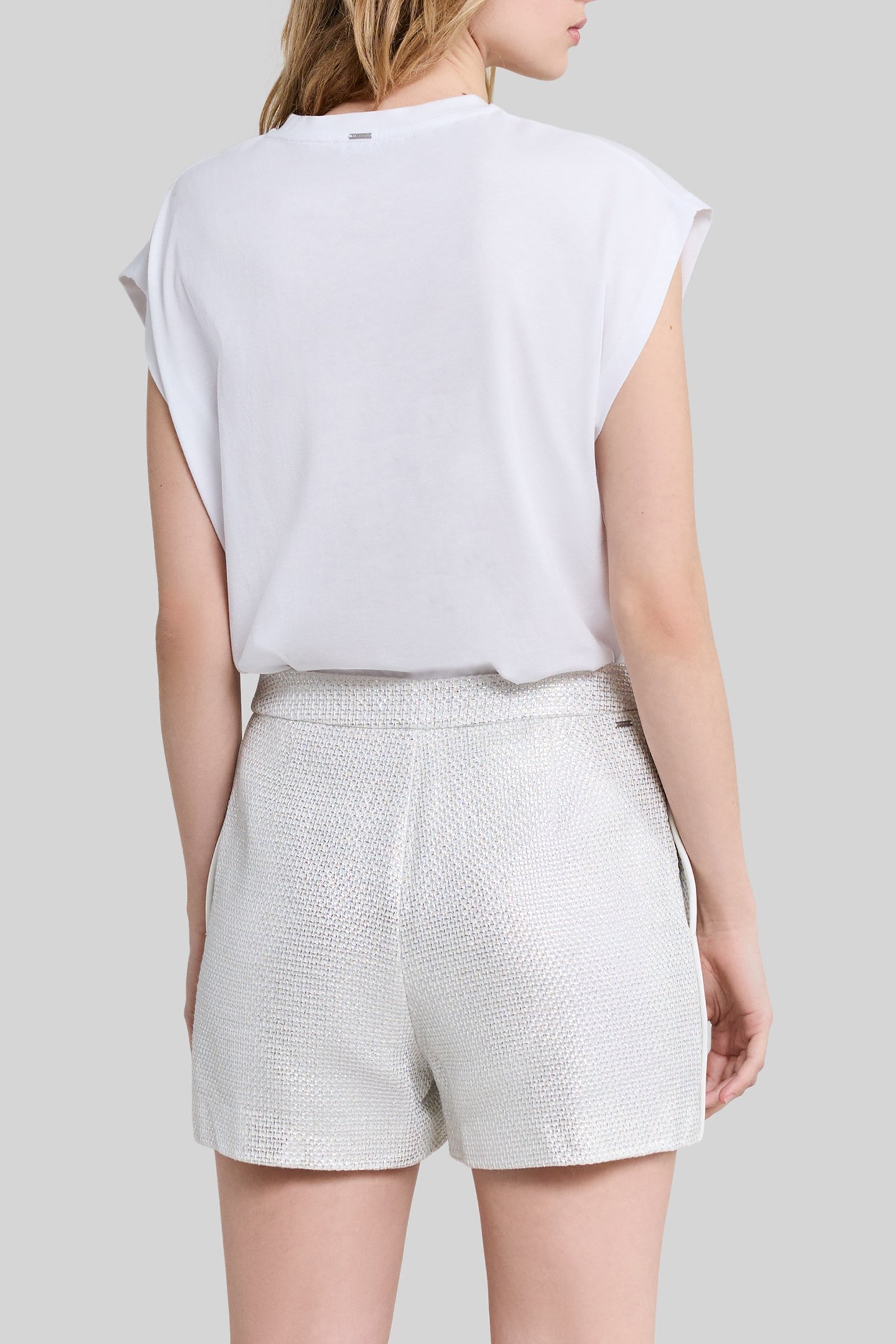 OFF-WHITE T-SHIRT WITH DIAMANTÉ LIGHTNING SEAMING 2