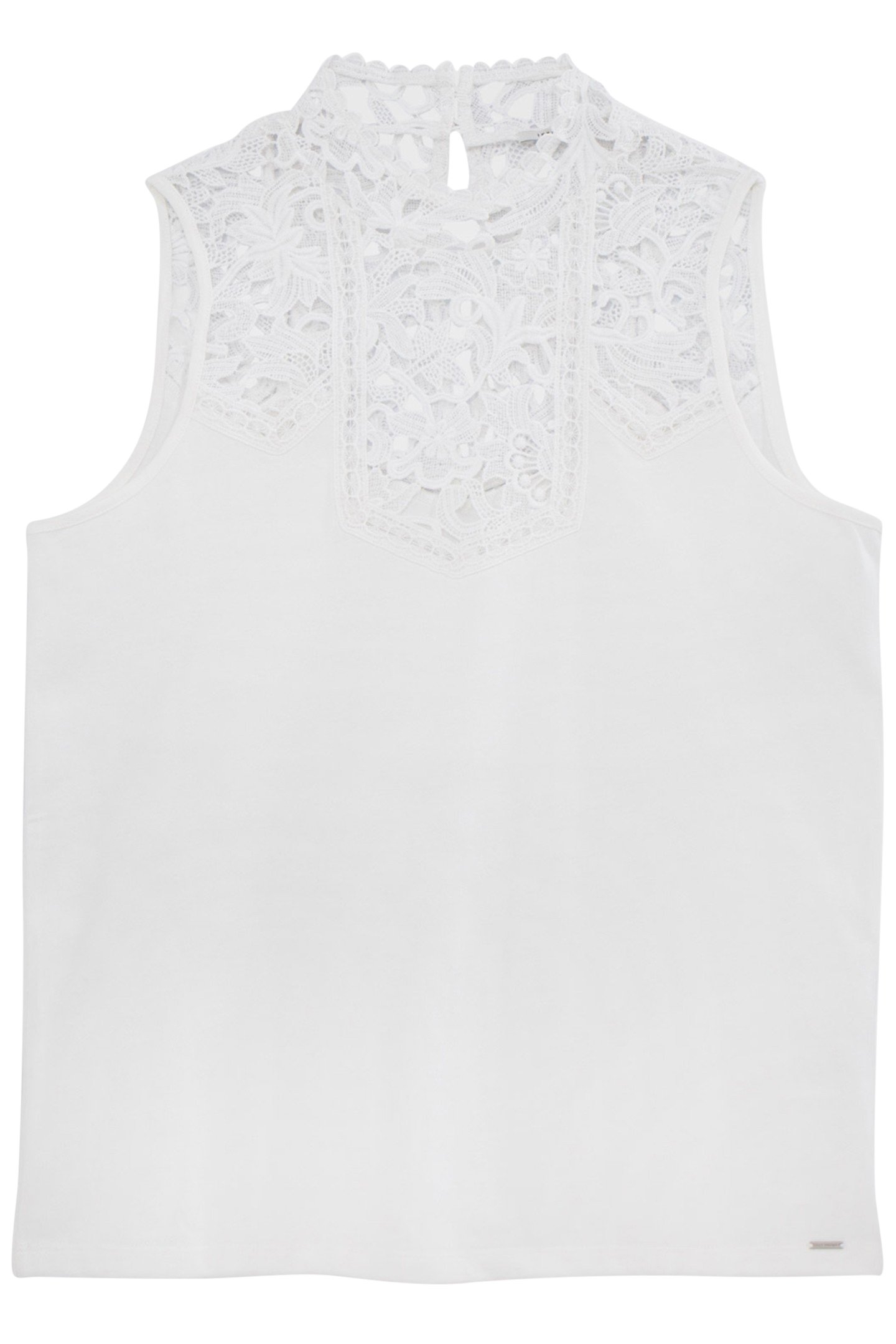 WHITE TANK TOP WITH GUIPURE NECKLINE 4