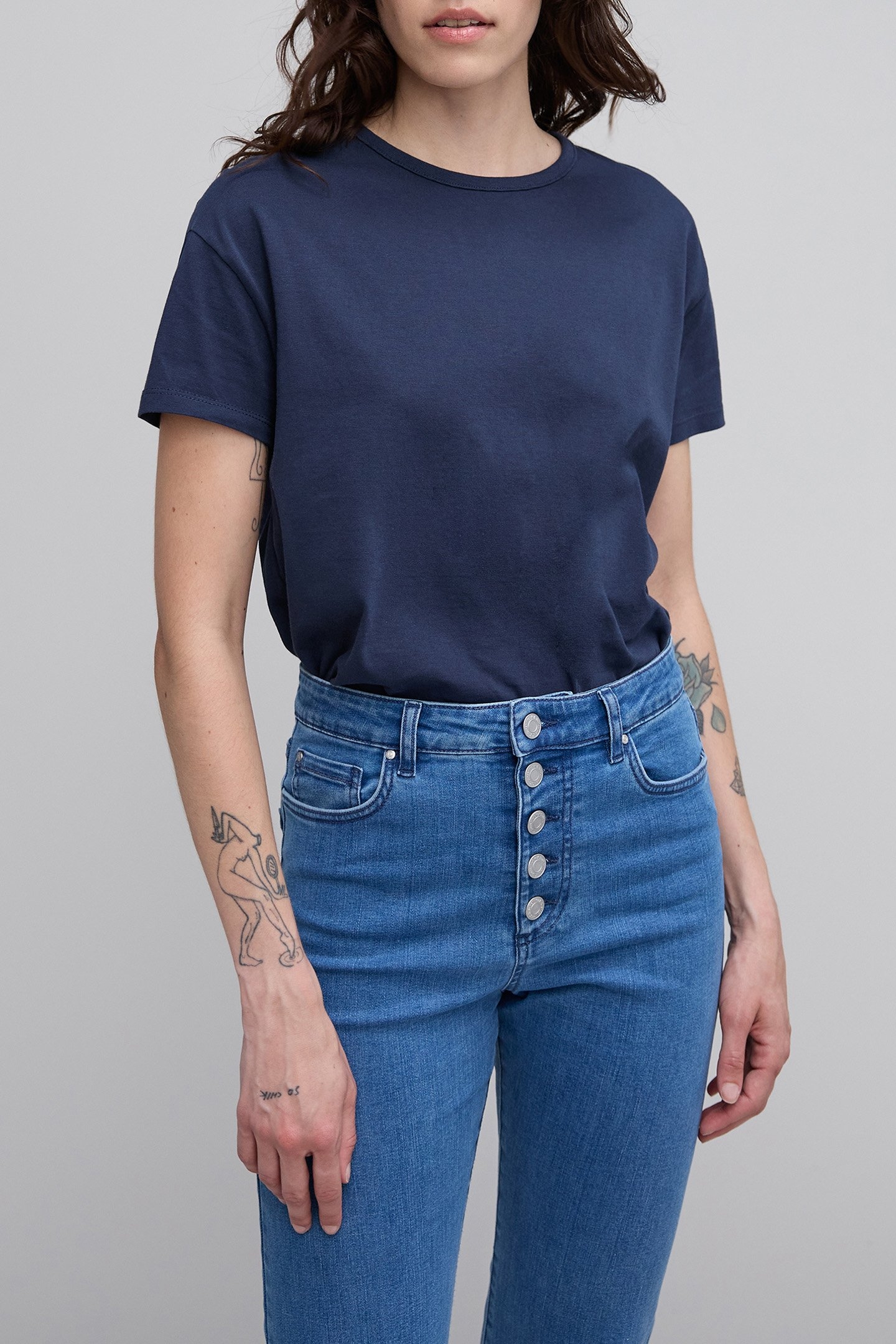 NAVY BLUE KNOTTED ORGANIC COTTON T-SHIRT 1