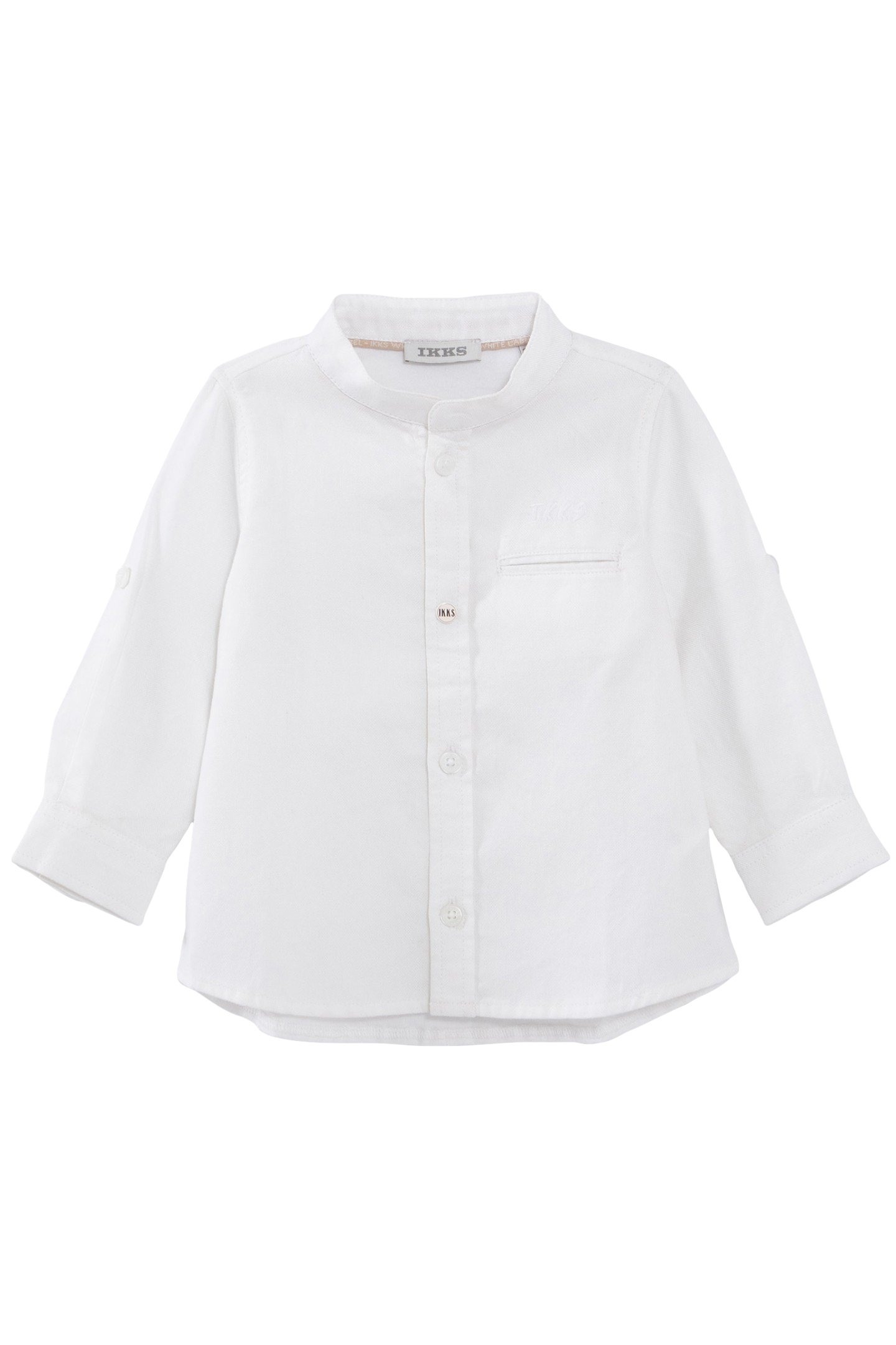 BABY BOY TWO-PLY MAO COLLAR WHITE SHIRT 1