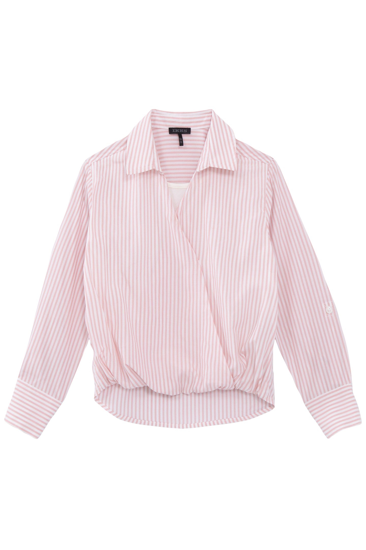 GIRLS’ PINK TROMPE-L'OEIL THIN STRIPED SHIRT 1