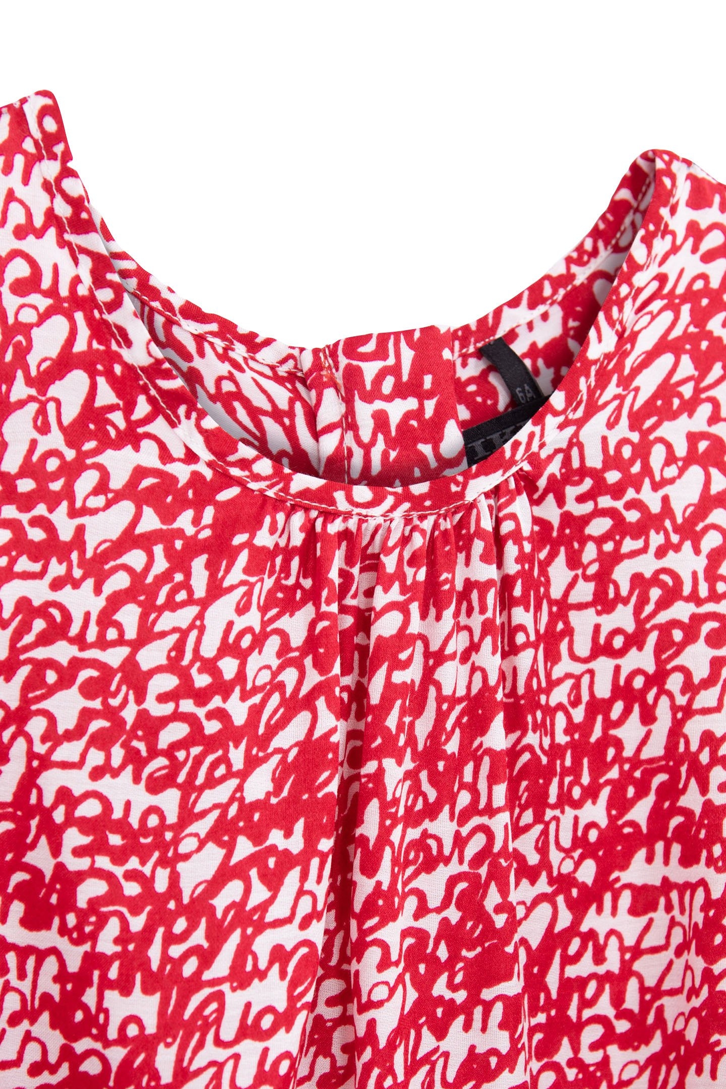 GIRLS’ RED RUFFLED BLOUSE WITH TAG PRINT 3