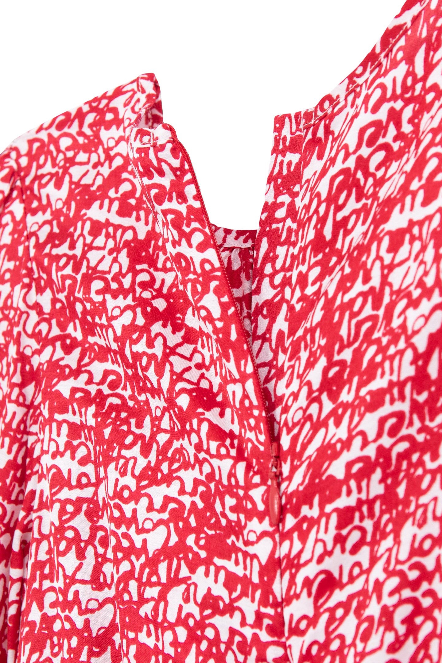 GIRLS’ RED RUFFLED BLOUSE WITH TAG PRINT 4