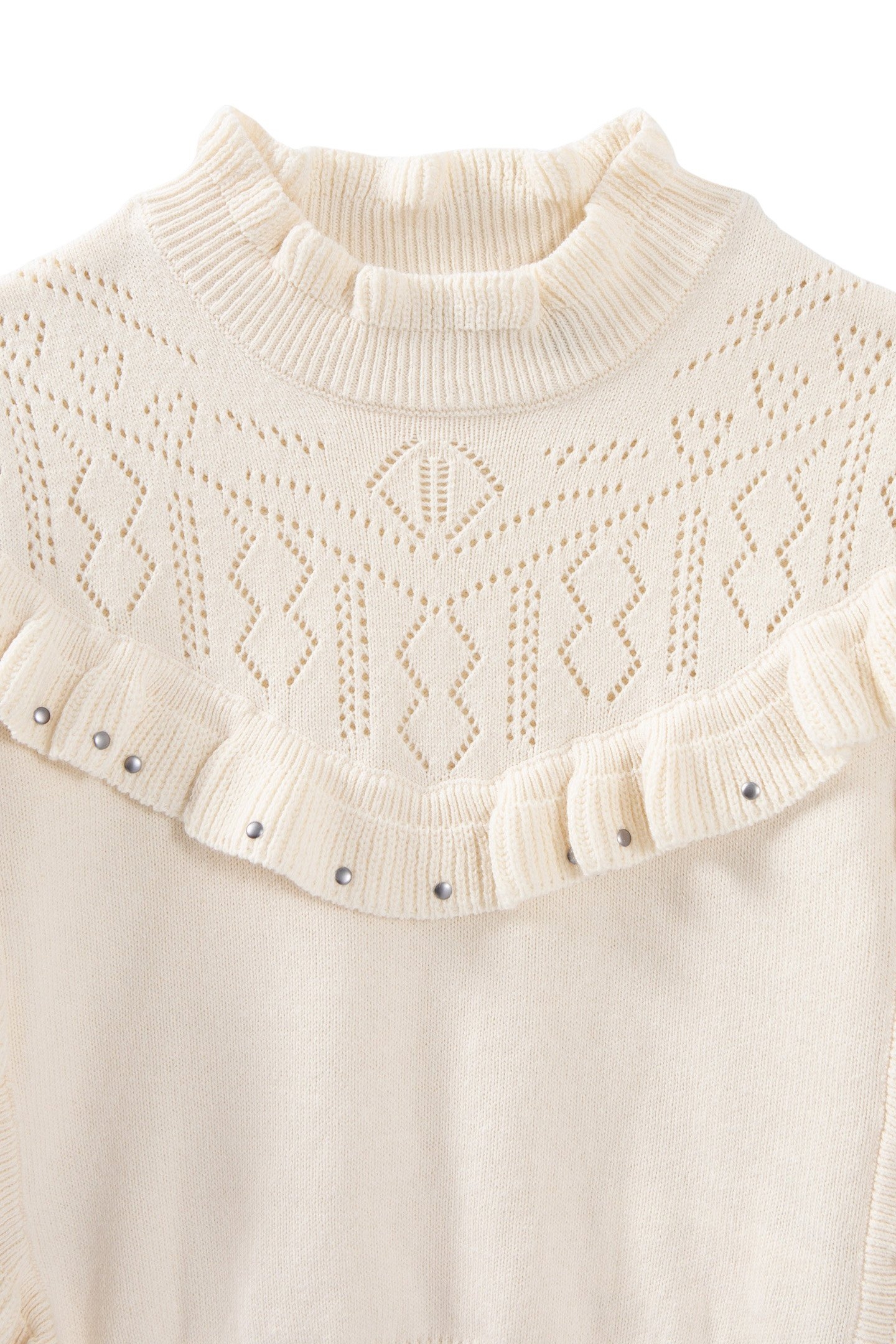 GIRLS' ECRU KNIT RUFFLED SLEEVELESS SWEATER 3