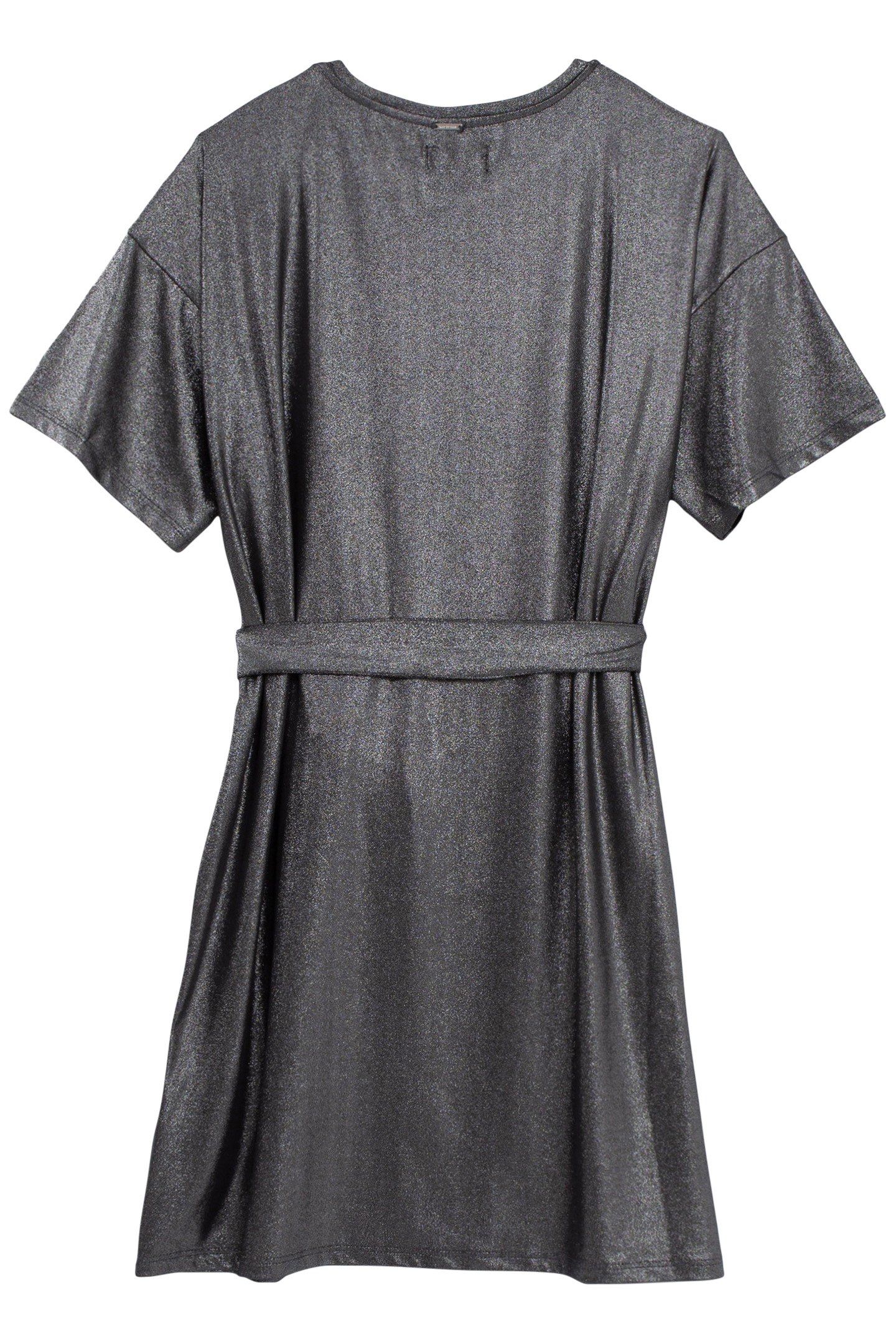 GIRLS’ SILVER LAMÉ KNIT BELTED DRESS 2