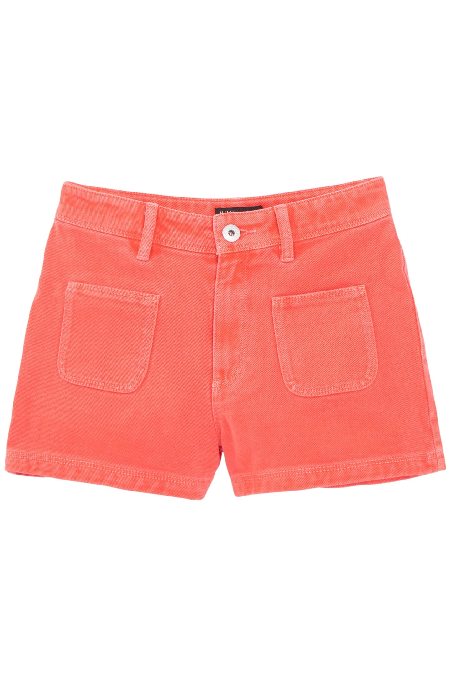 GIRLS’ RED UPCYCLED DENIM SHORTS WITH PATCH POCKETS 1