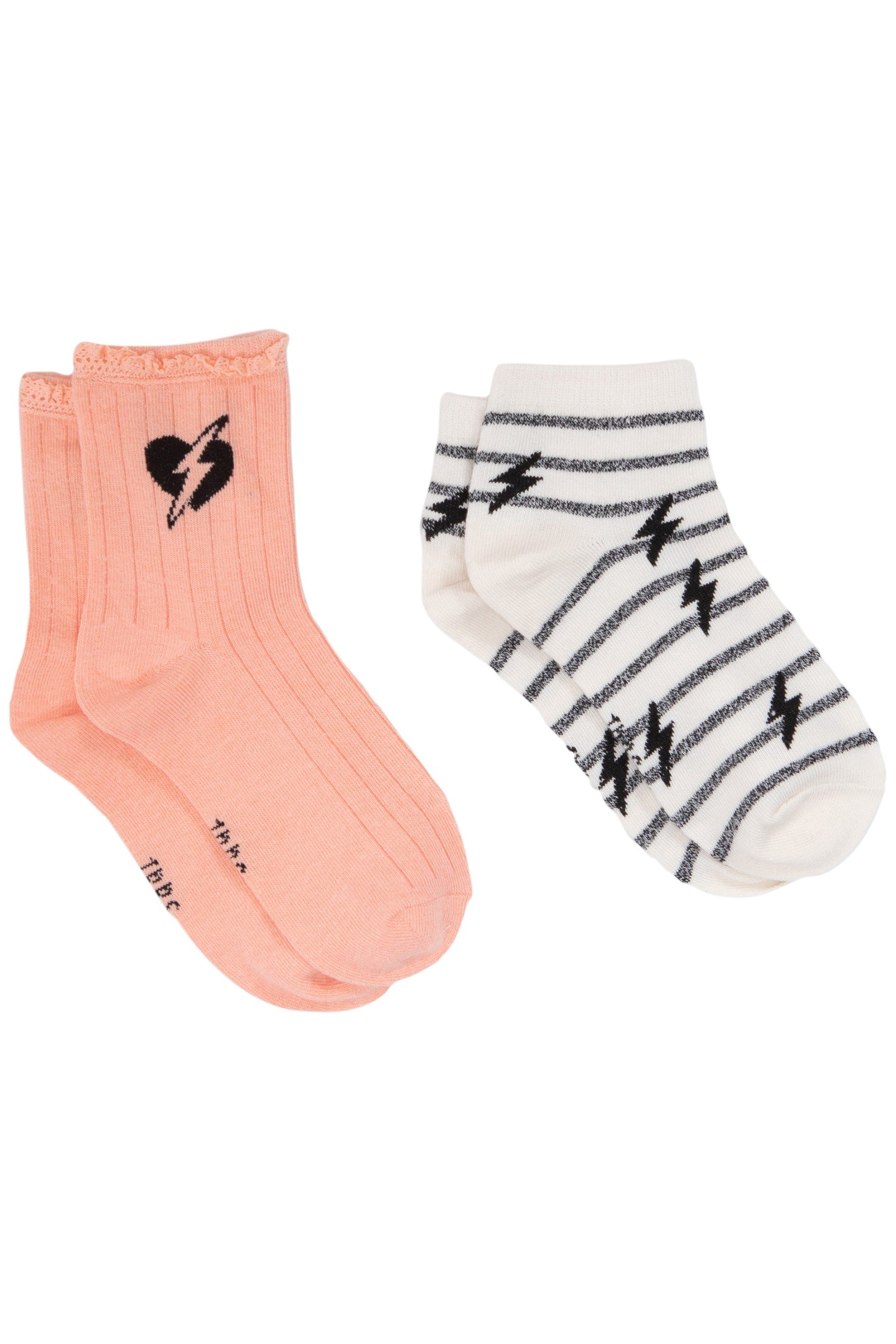 GIRLS’ PEACH AND ECRU TONE-ON-TONE SOCKS 2