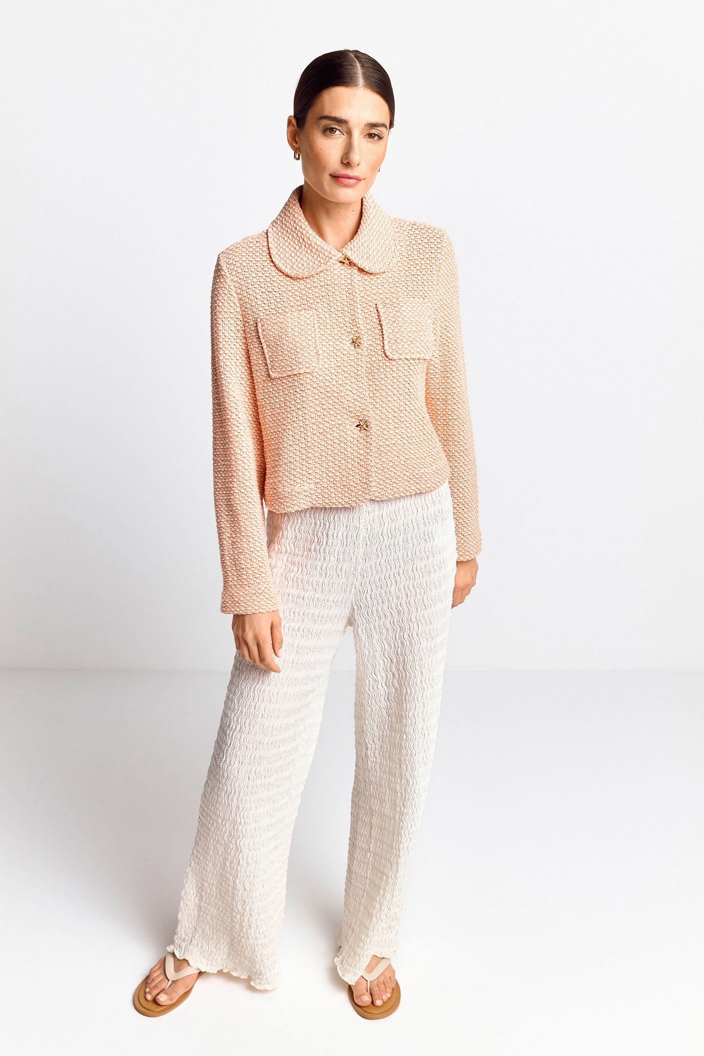 KNITTET JACKET RECYCLED APRICOT PEACH 2