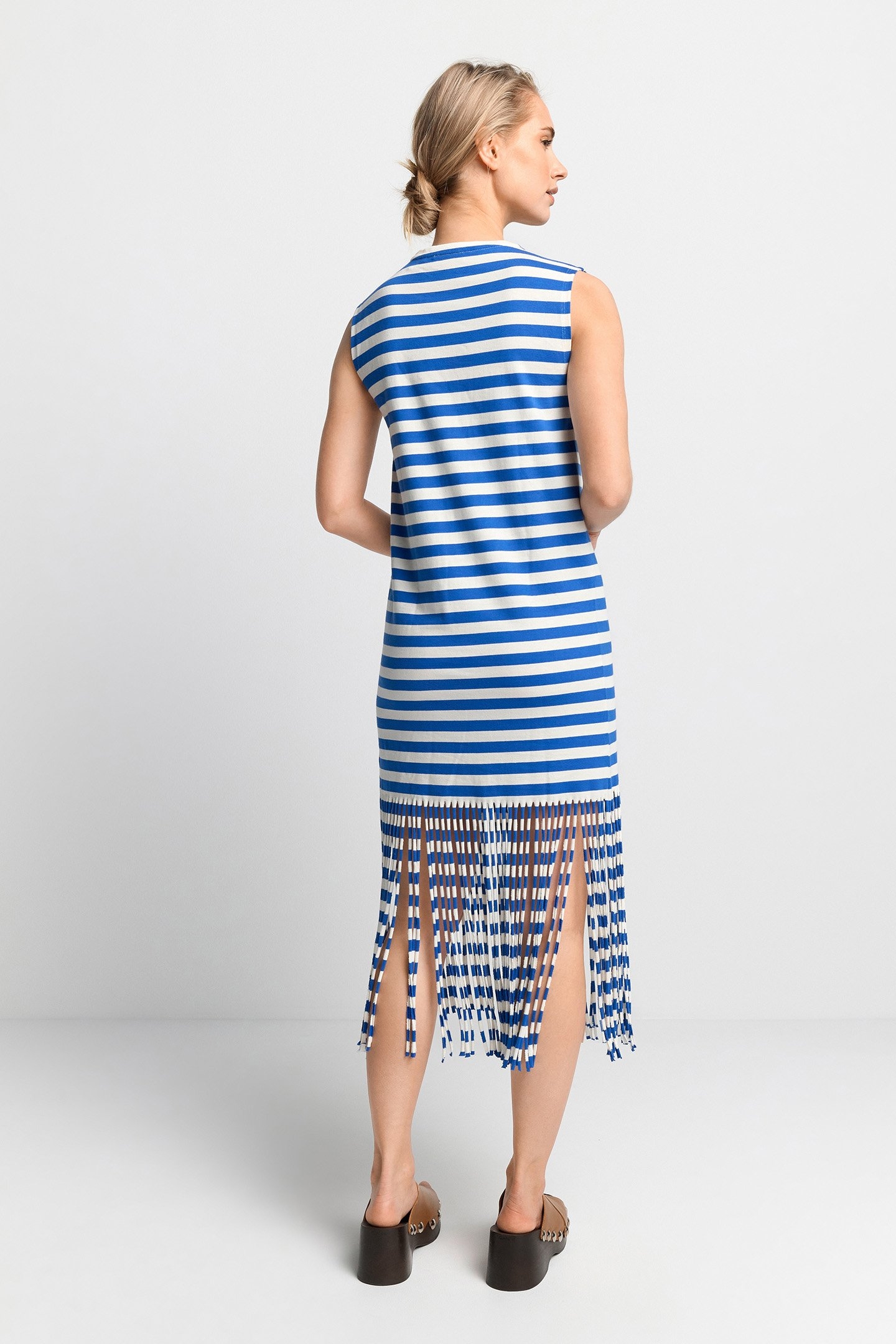 DRESS WITH FRINGES ORGANIC AZZURE BLUE 3