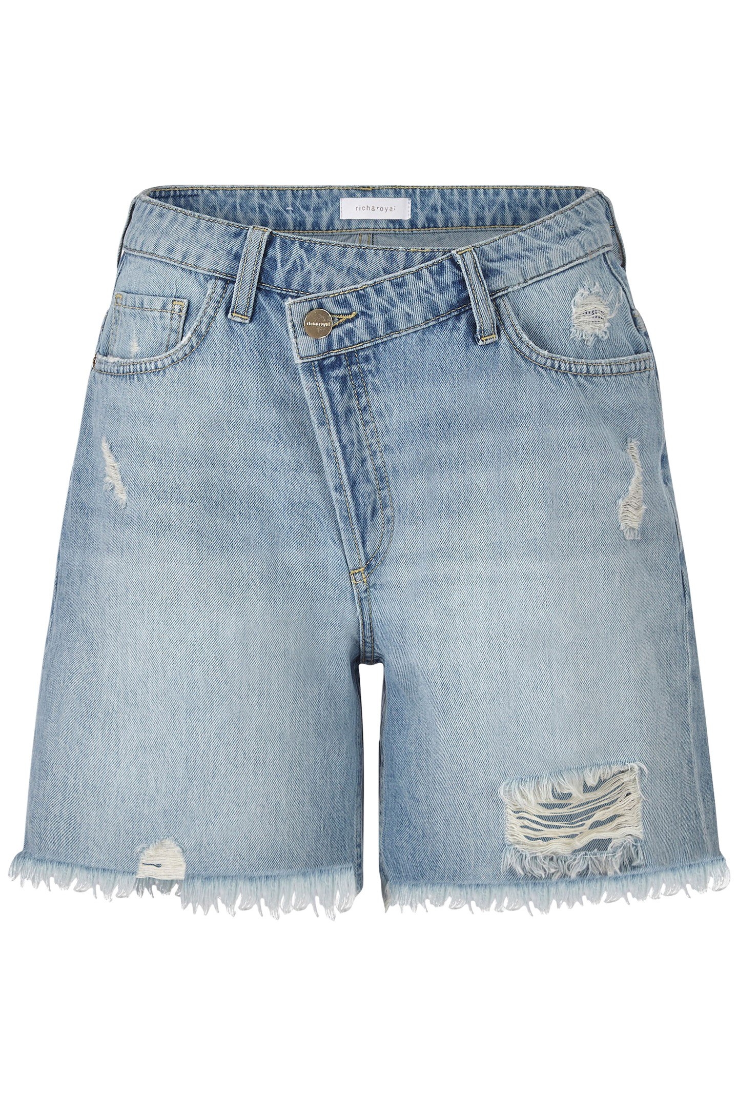 CROSSED WAISTBAND DENIM SHORTS ORGANIC DENIM BLUE 4