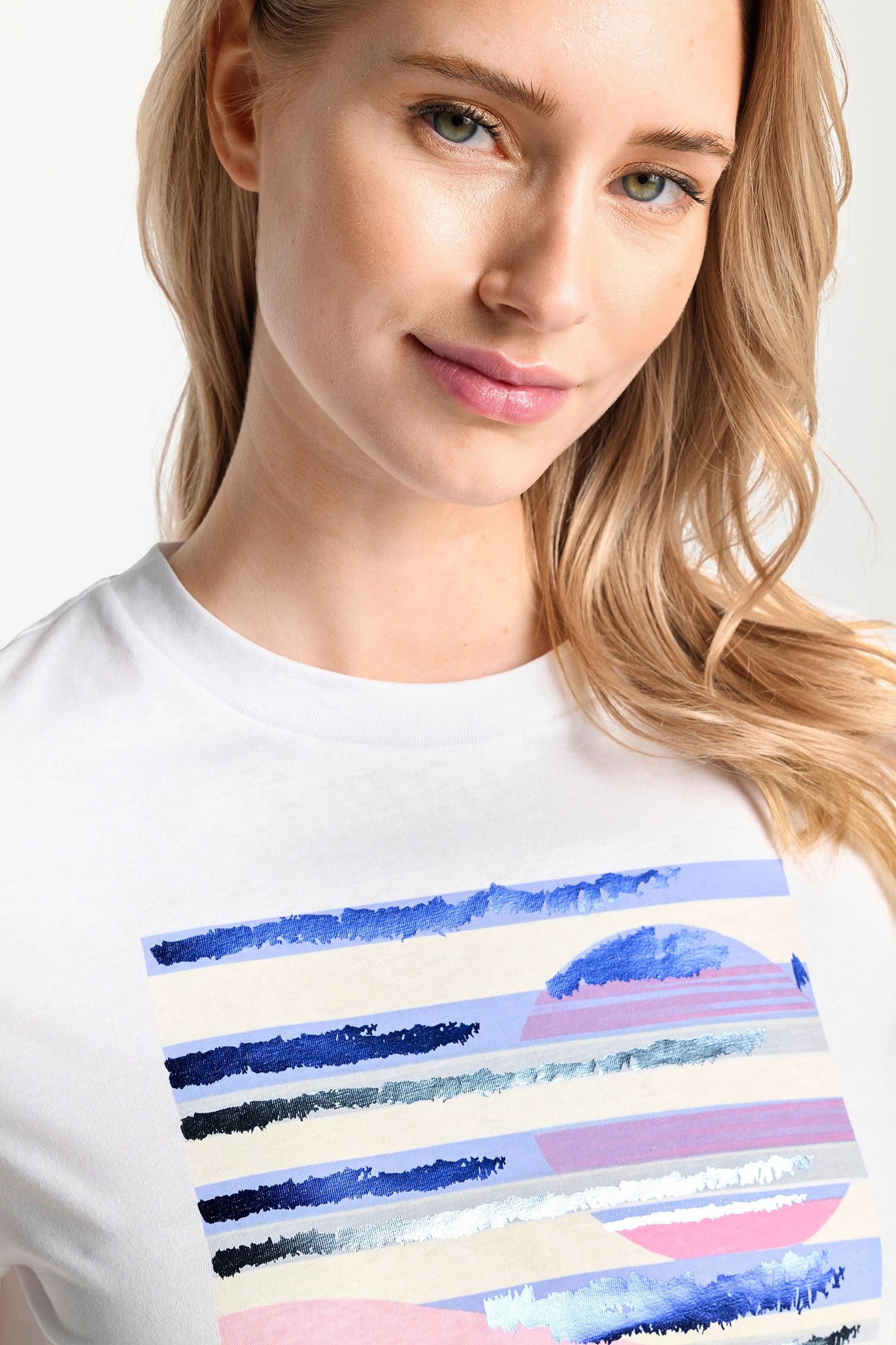 EASY FIT T-SHIRT SUNSET PRINT ORGANIC WHITE 5