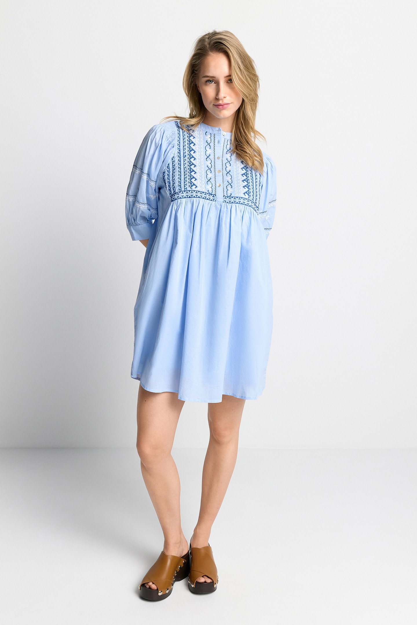 MINI DRESS WITH EMBROIDERY ORGANIC COTTON BLUE 4
