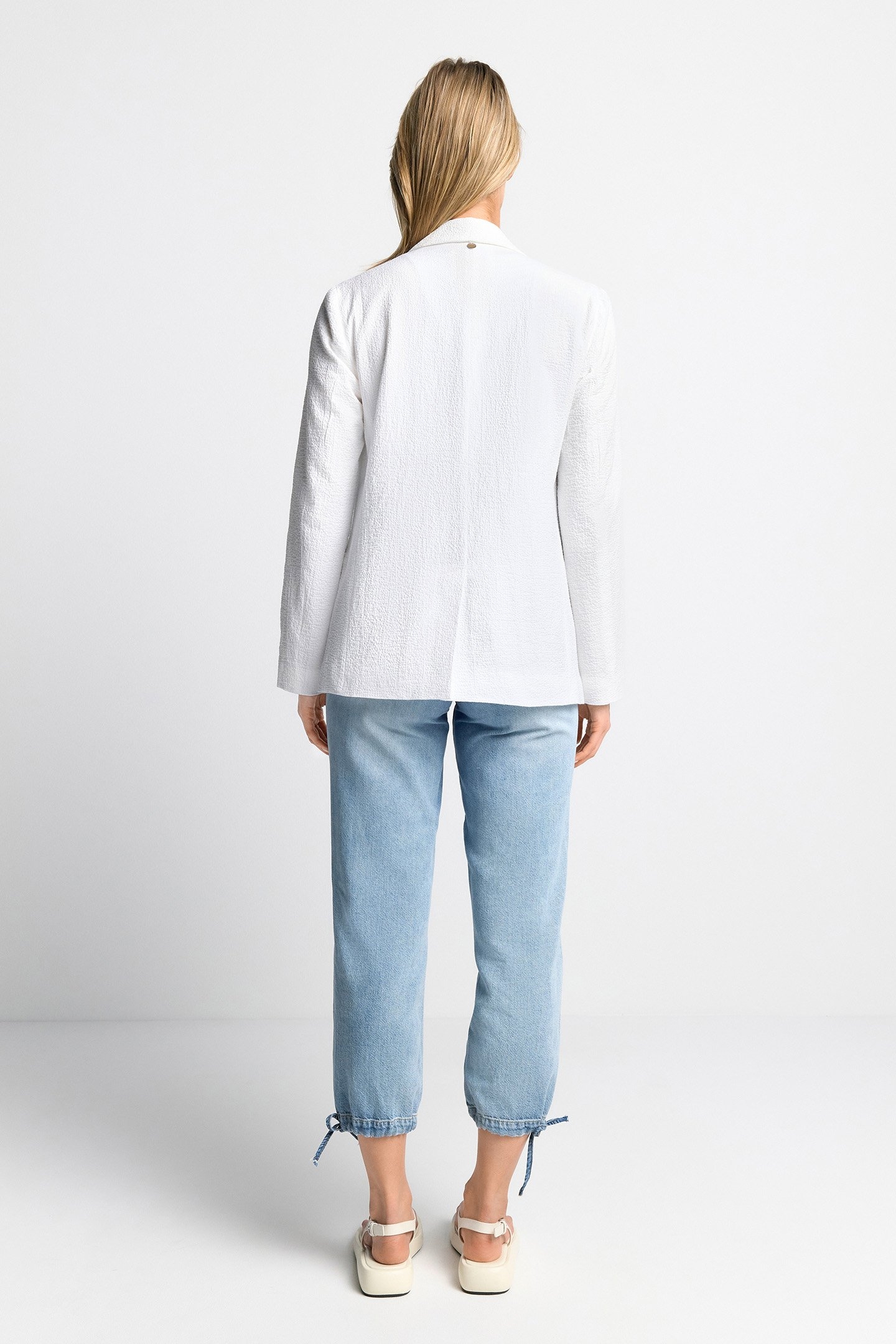 SEERSUCKER DOUBLE BREASTED BLAZER ORGANIC WHITE 3