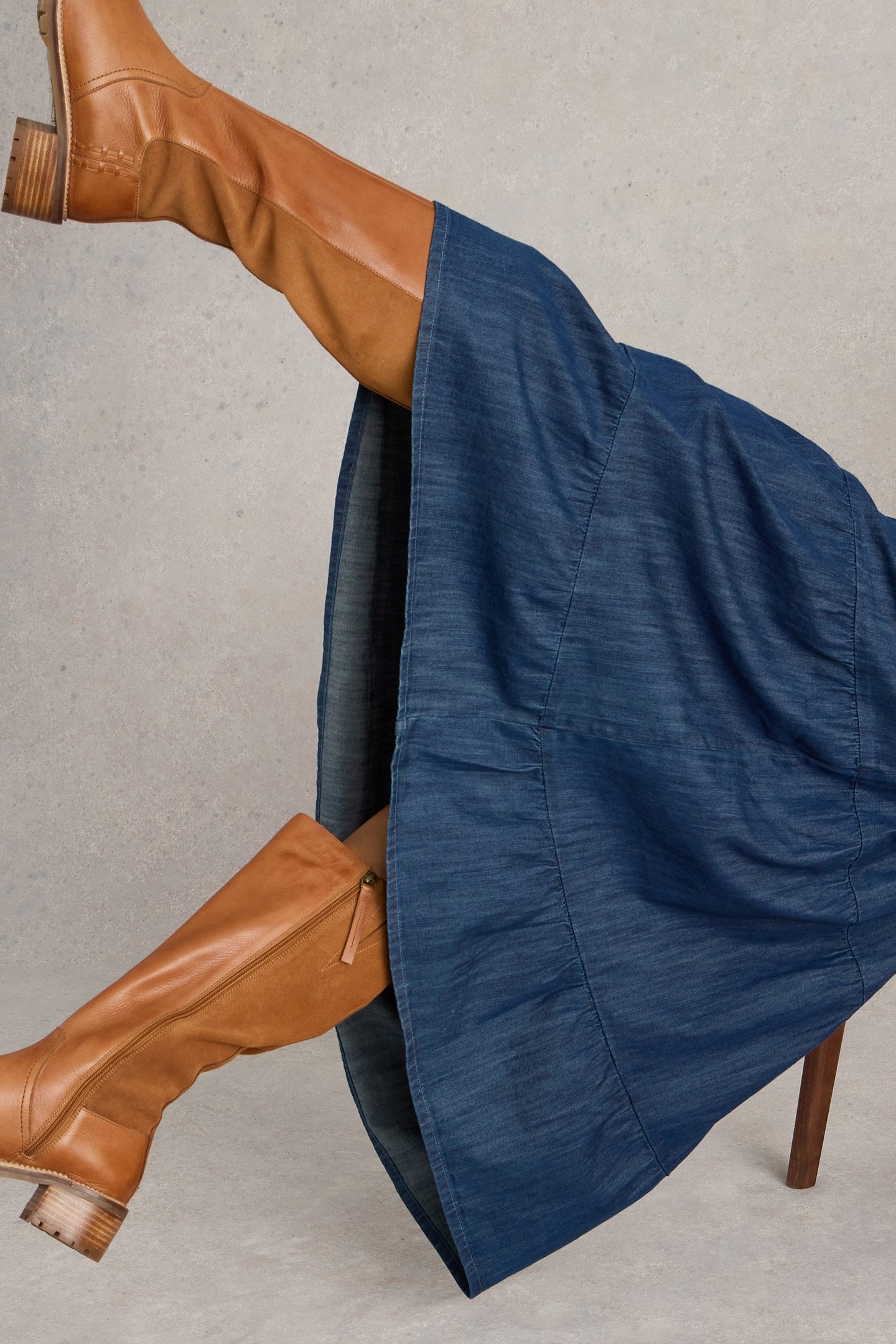 JENNA DENIM TIERED SKIRT DARK NAVY 5