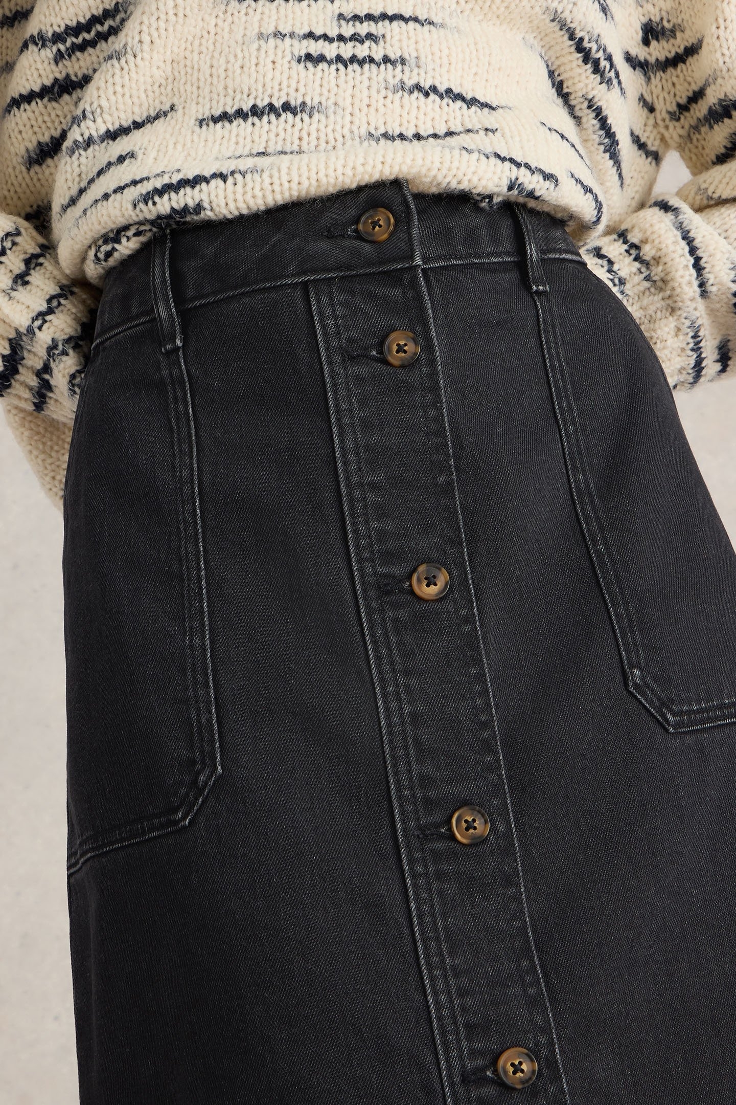 COLLEEN DENIM MIDI SKIRT BLACK DENIM 5