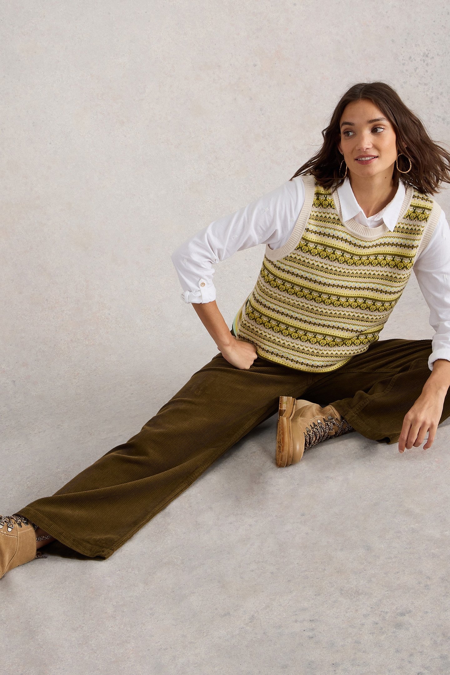 BELLE CORD WIDE LEG TROUSER KHAKI GREEN 5