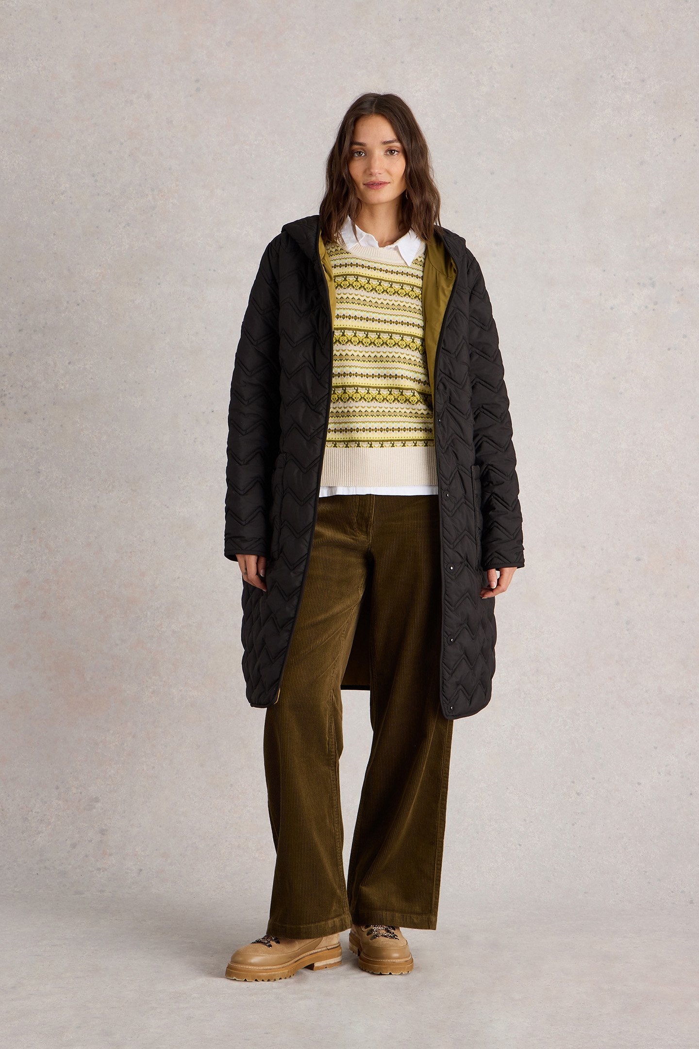 BELLE CORD WIDE LEG TROUSER KHAKI GREEN 1