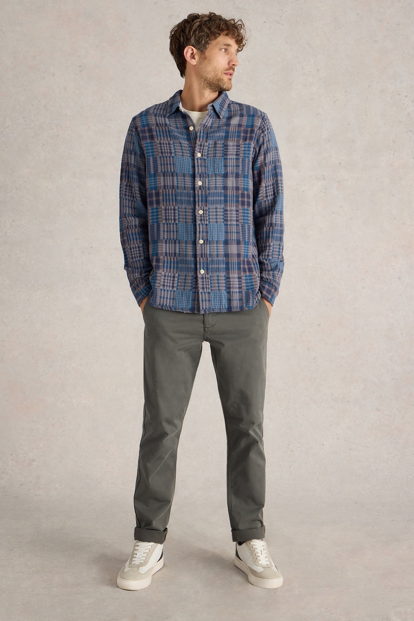 PATCHWORK CHECK SHIRT GREY MULTI 1