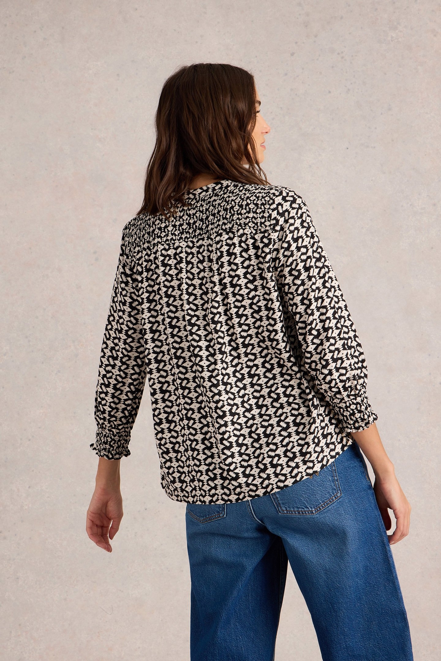 ELISA TOP BLACK PRINT 2