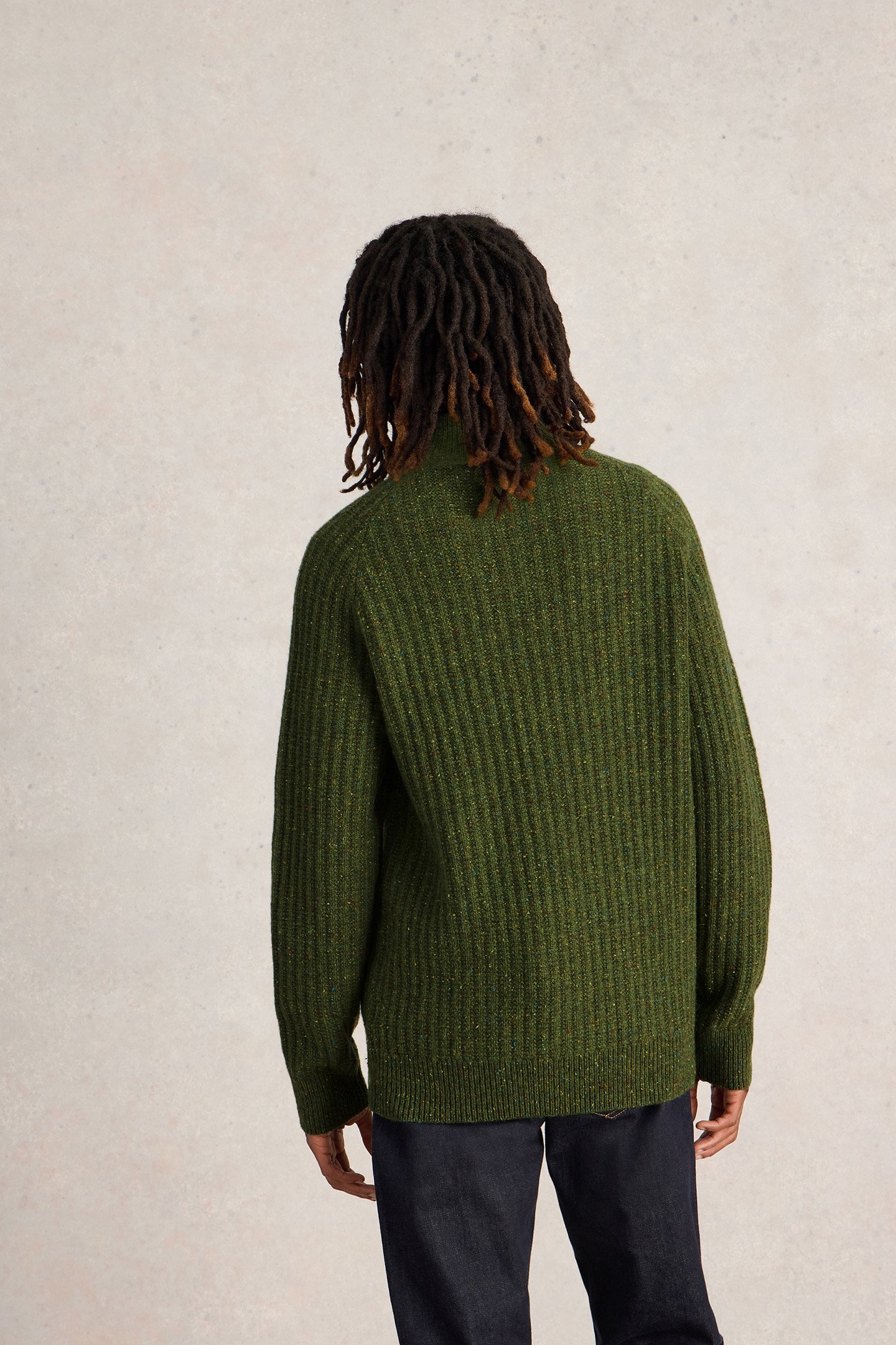 CHUNKY FUNNEL NECK JUMPER GREEN MULTI 2