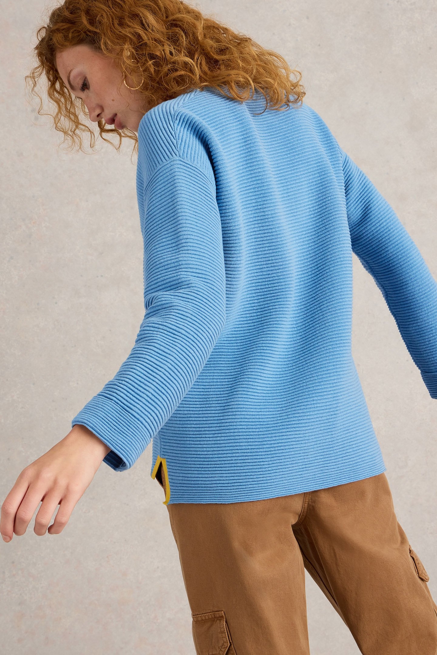 JANA V NECK JUMPER MID BLUE 3