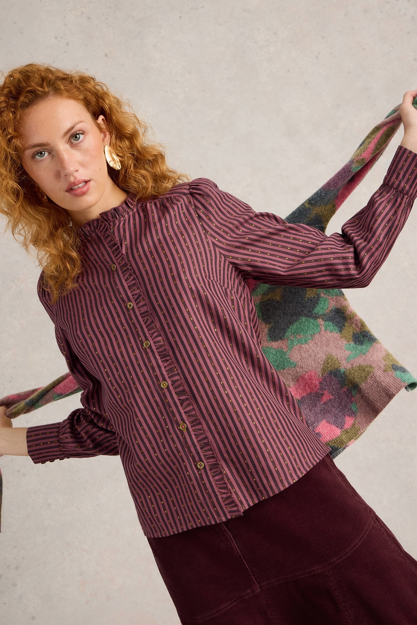ASTER METALLIC STRIPE SHIRT PLUM MULTI 4