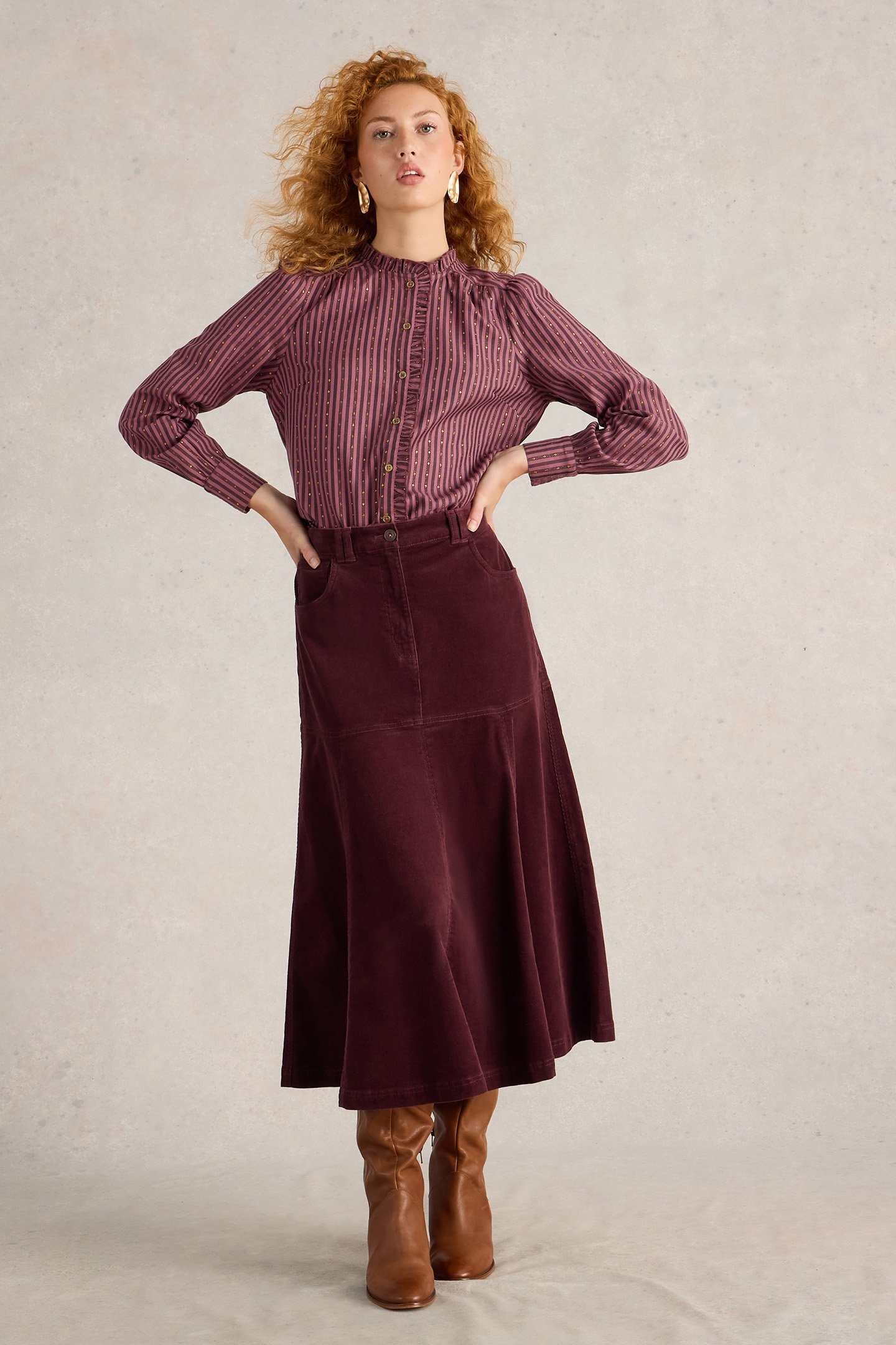 ASTER METALLIC STRIPE SHIRT PLUM MULTI 1