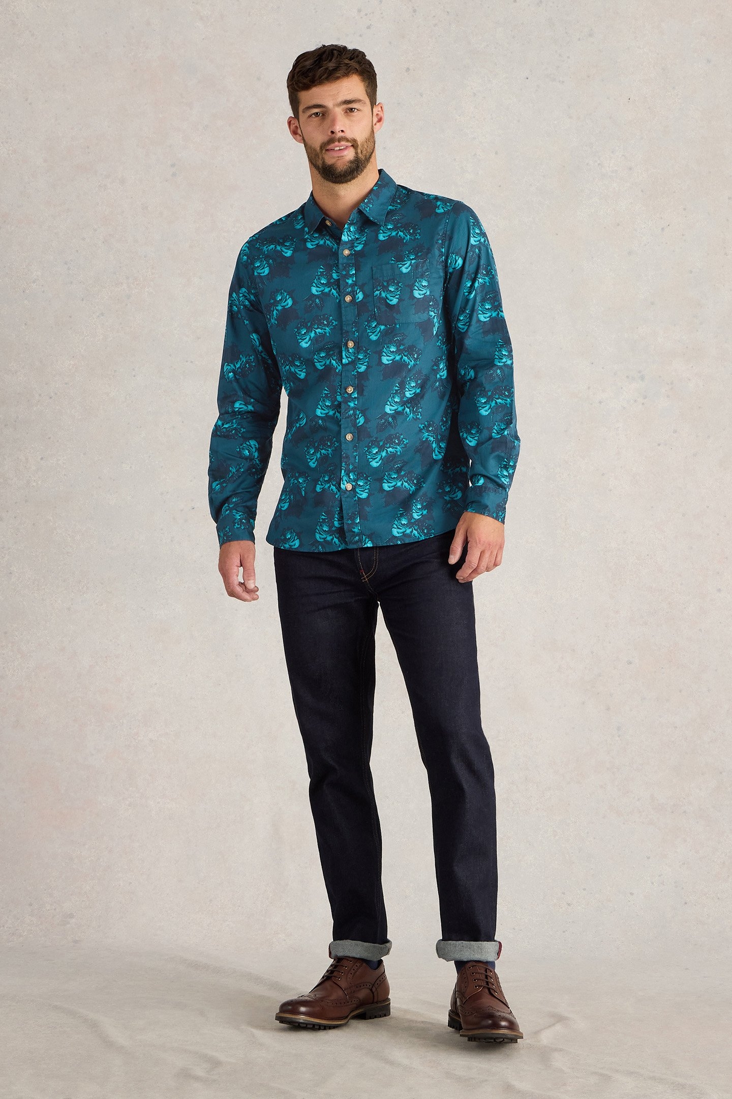 DARK FLORAL PRINTED SHIRT BLUE PRINT 3