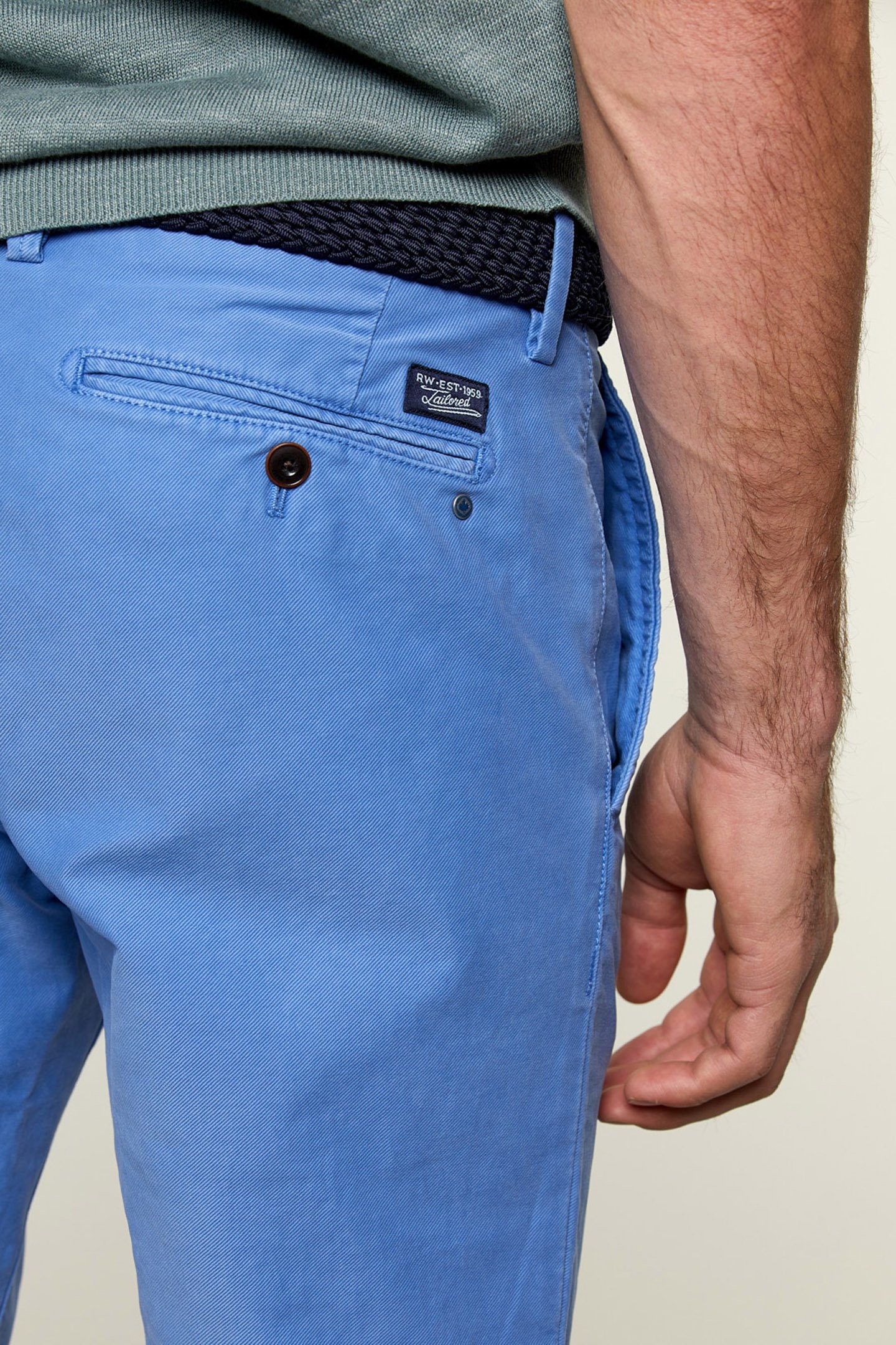 SLIM FIT COTTON CHINO SEA BLUE 4