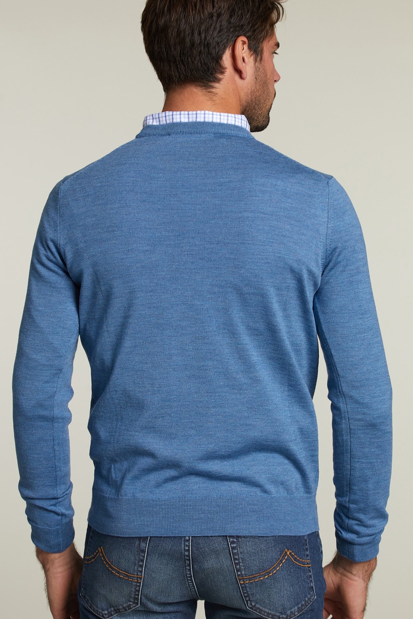 CUSTOM FIT MERINO ROUND NECK PULLOVER WALL STREET MIX 2
