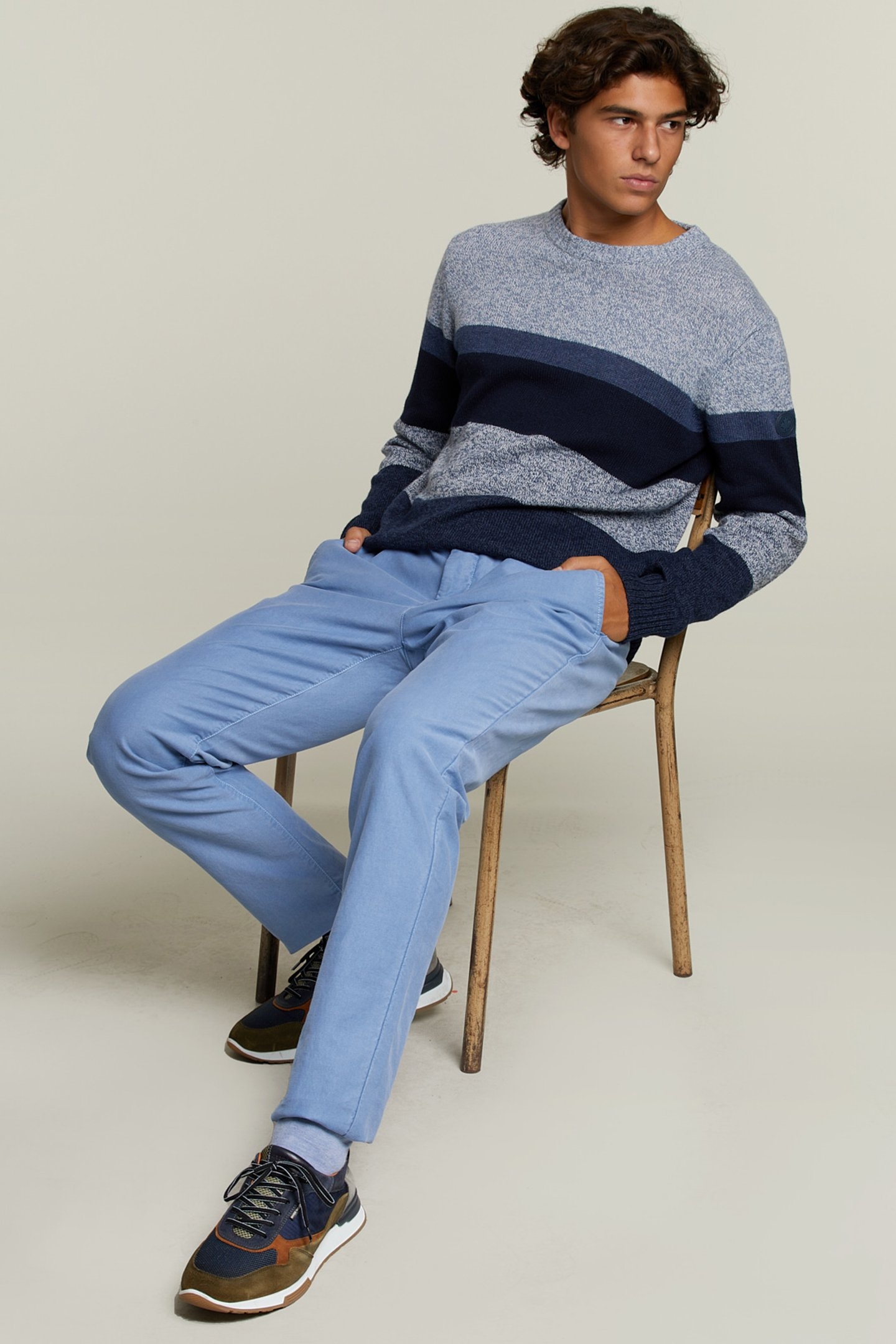 SLIM FIT COTTON CHINO BLUE JAY 3