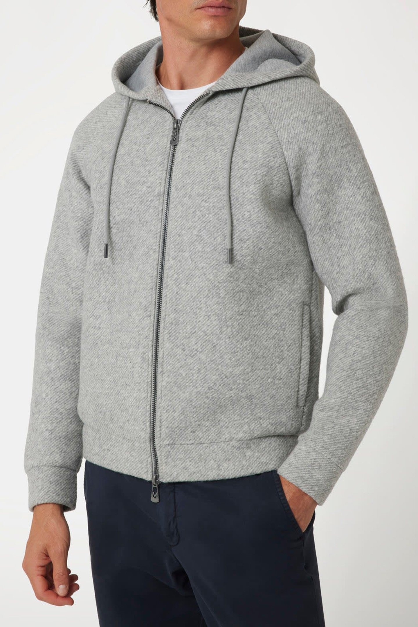 FULL ZIP HOODED FLEE LIGHT STONE HEATHER 1
