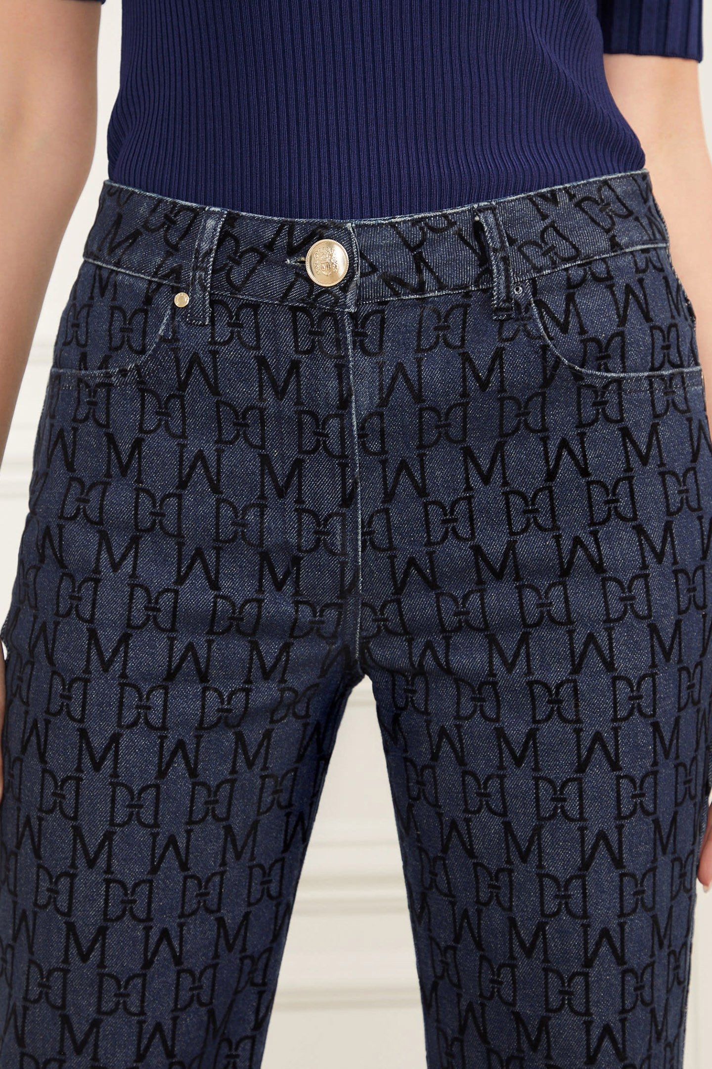 BEA 5 PKT MONOGRAM FLOCK BLUE 6