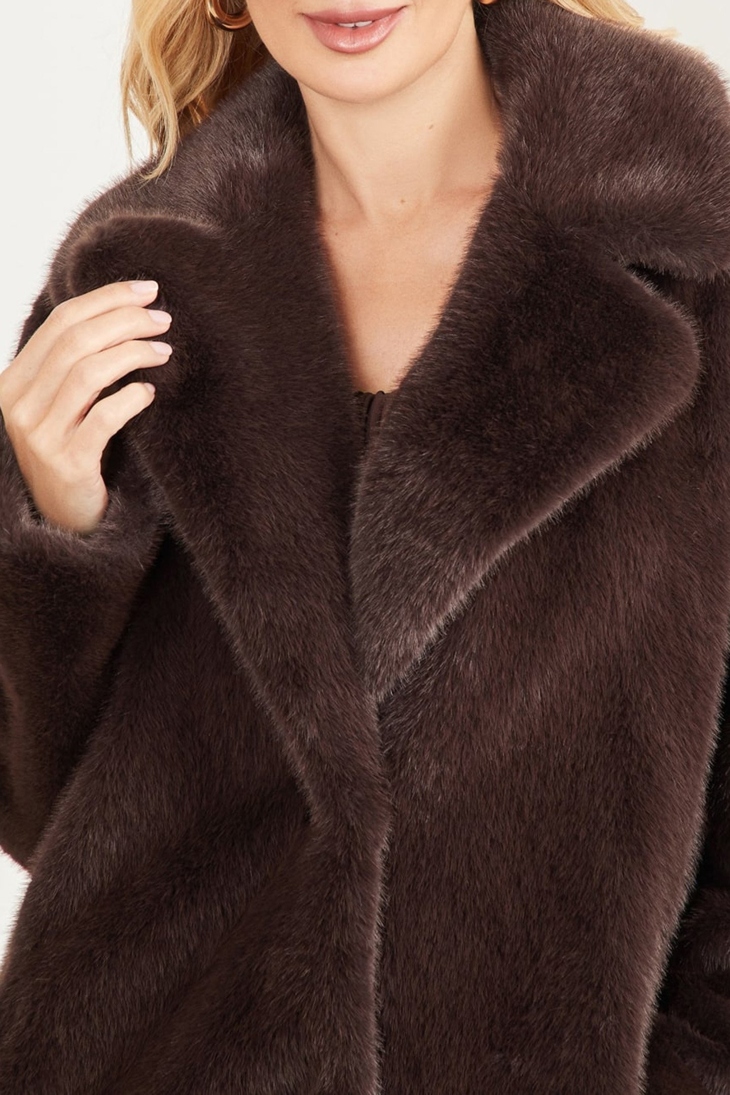 BIANCA FAUX FUR COAT COLD BREW MULTI 5