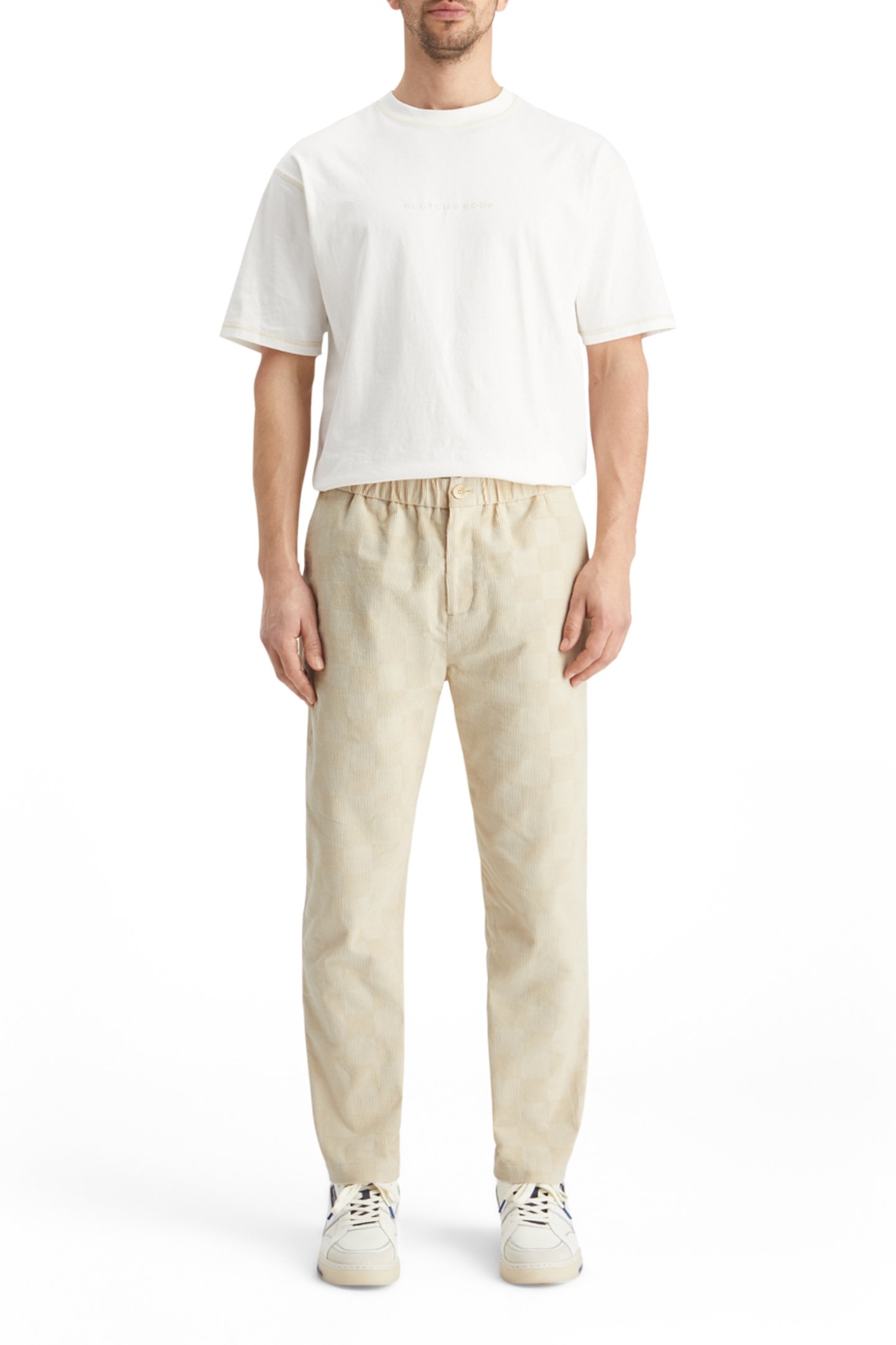 FAVE - CHECK-PATTERNED CORDUROY JOGGER PARCHMENT 3